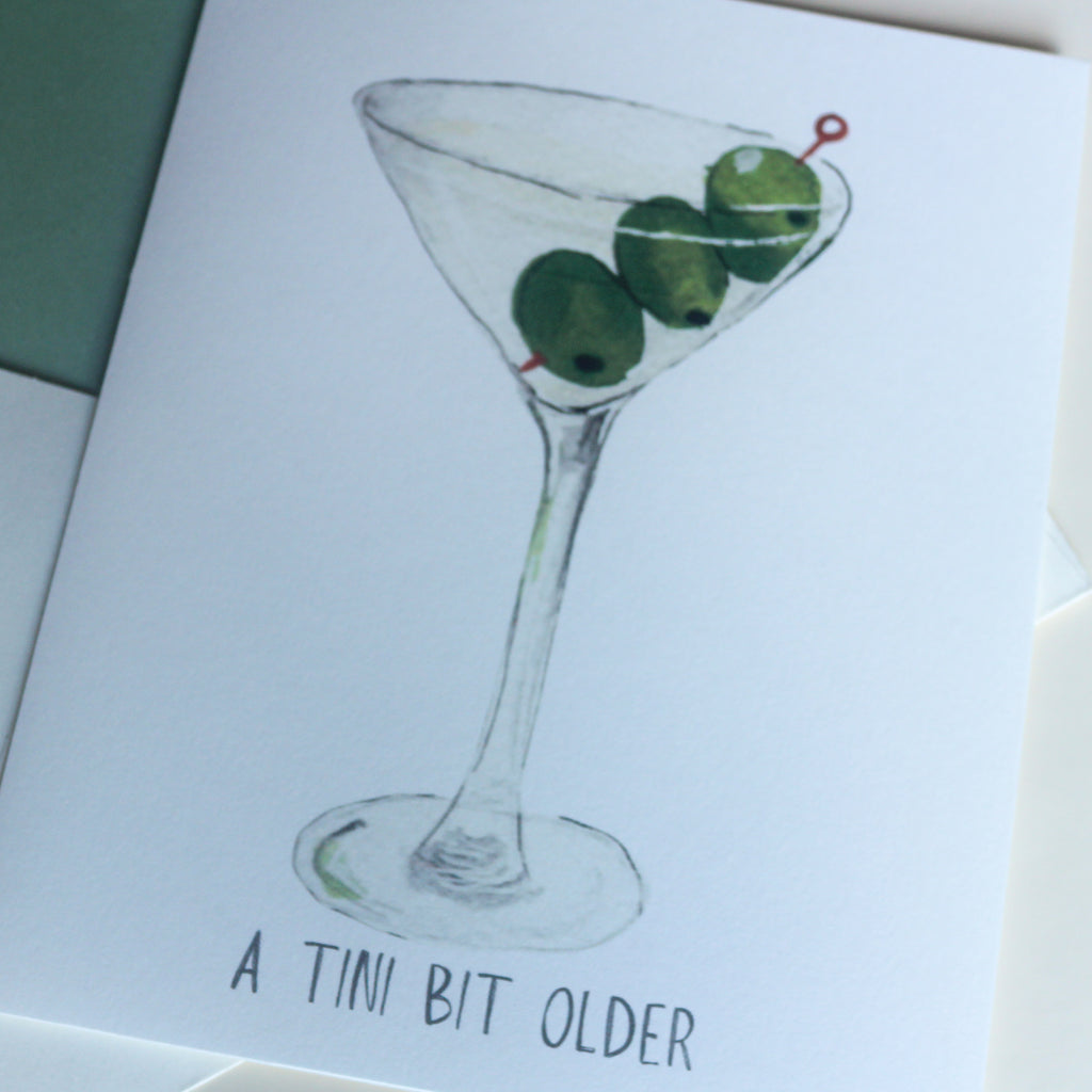 Hand-Painted Dirty Martini Greeting Card