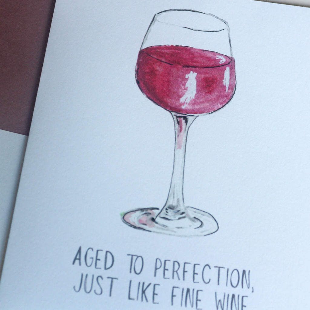 Hand-Painted Red Wine Greeting Card