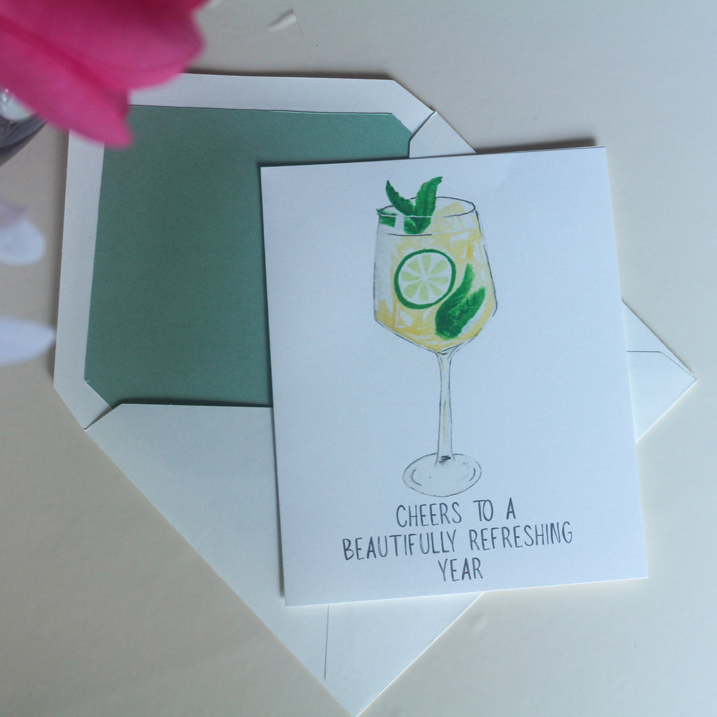 Hand-Painted Hugo Spritz Greeting Card
