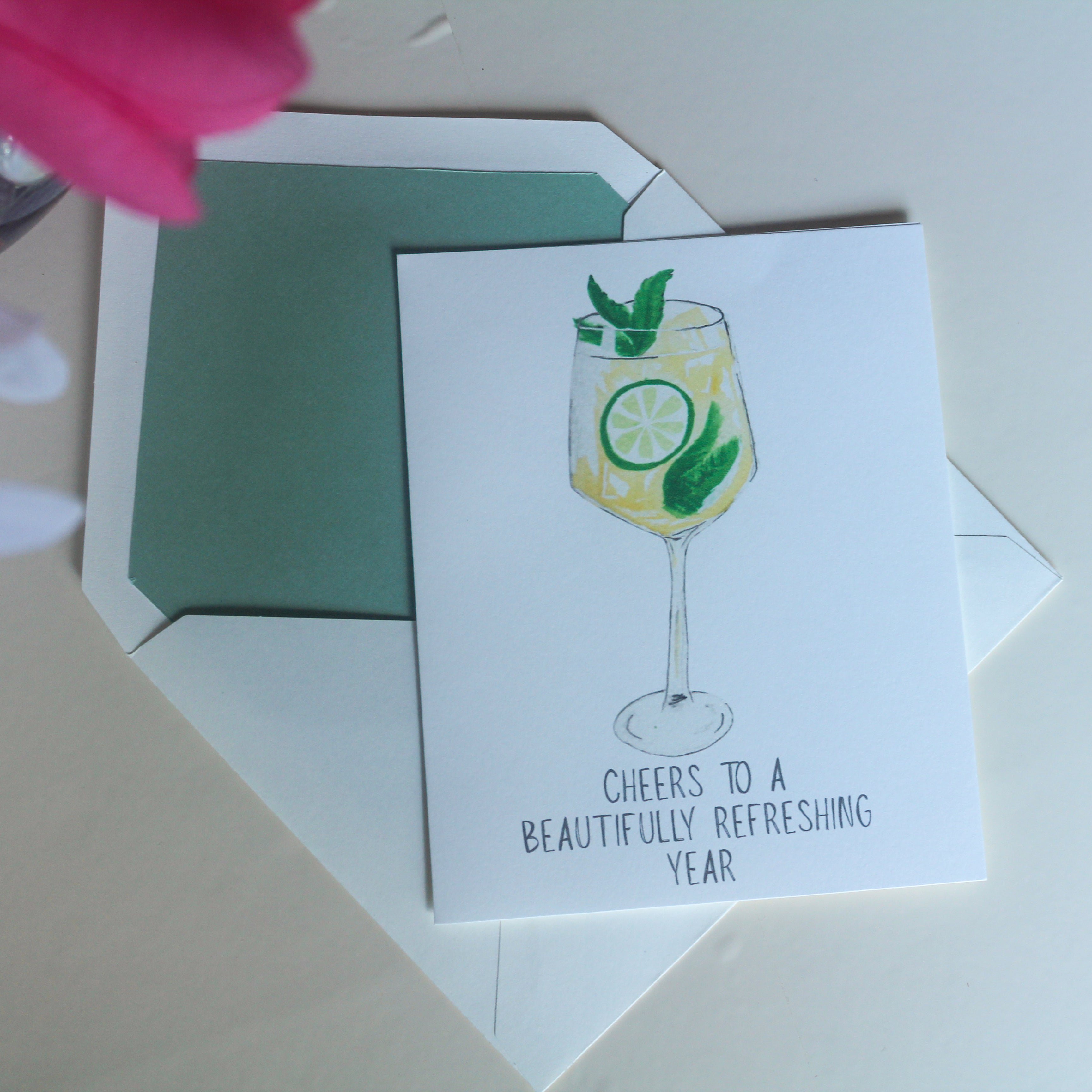 Hand-Painted Hugo Spritz Greeting Card