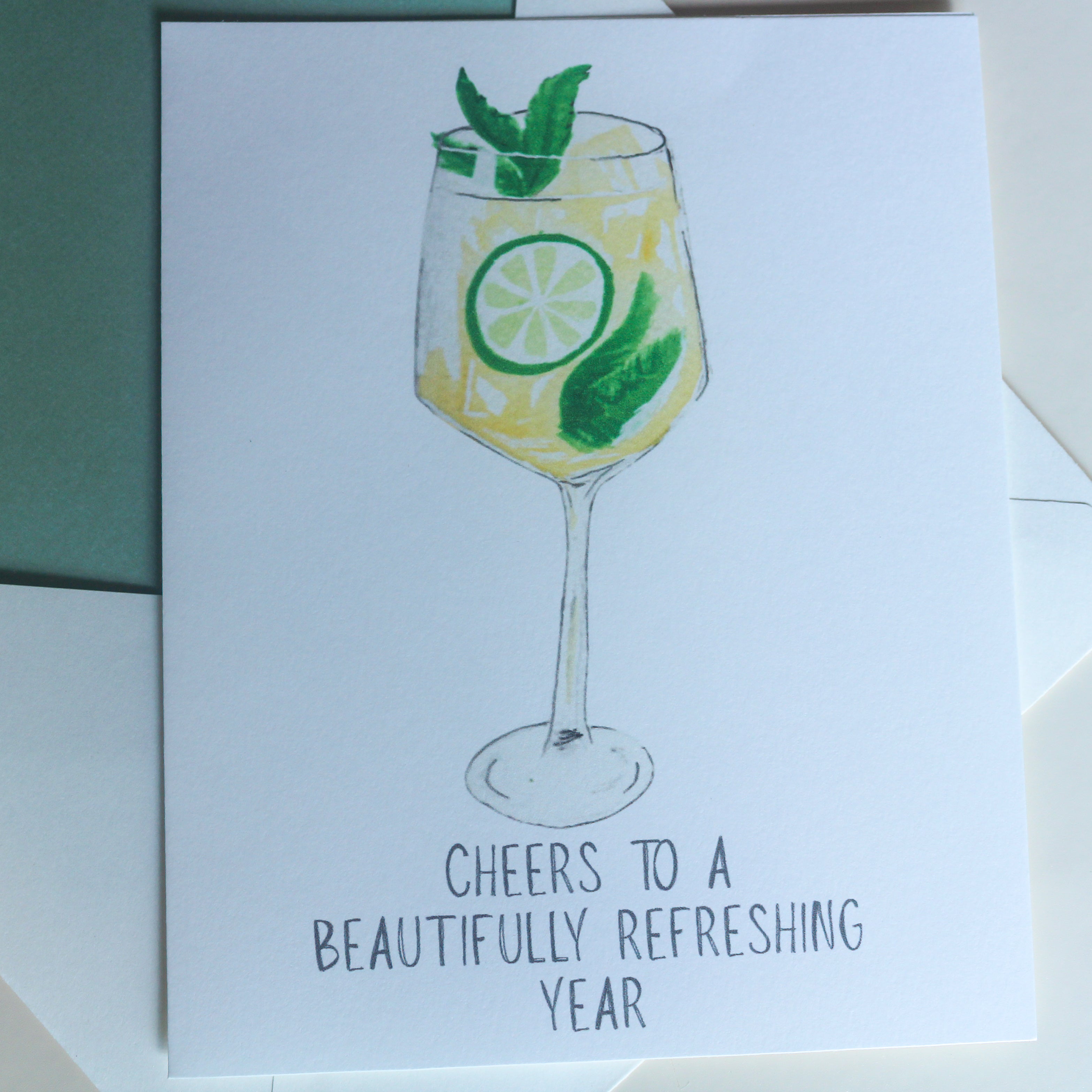 Hand-Painted Hugo Spritz Greeting Card