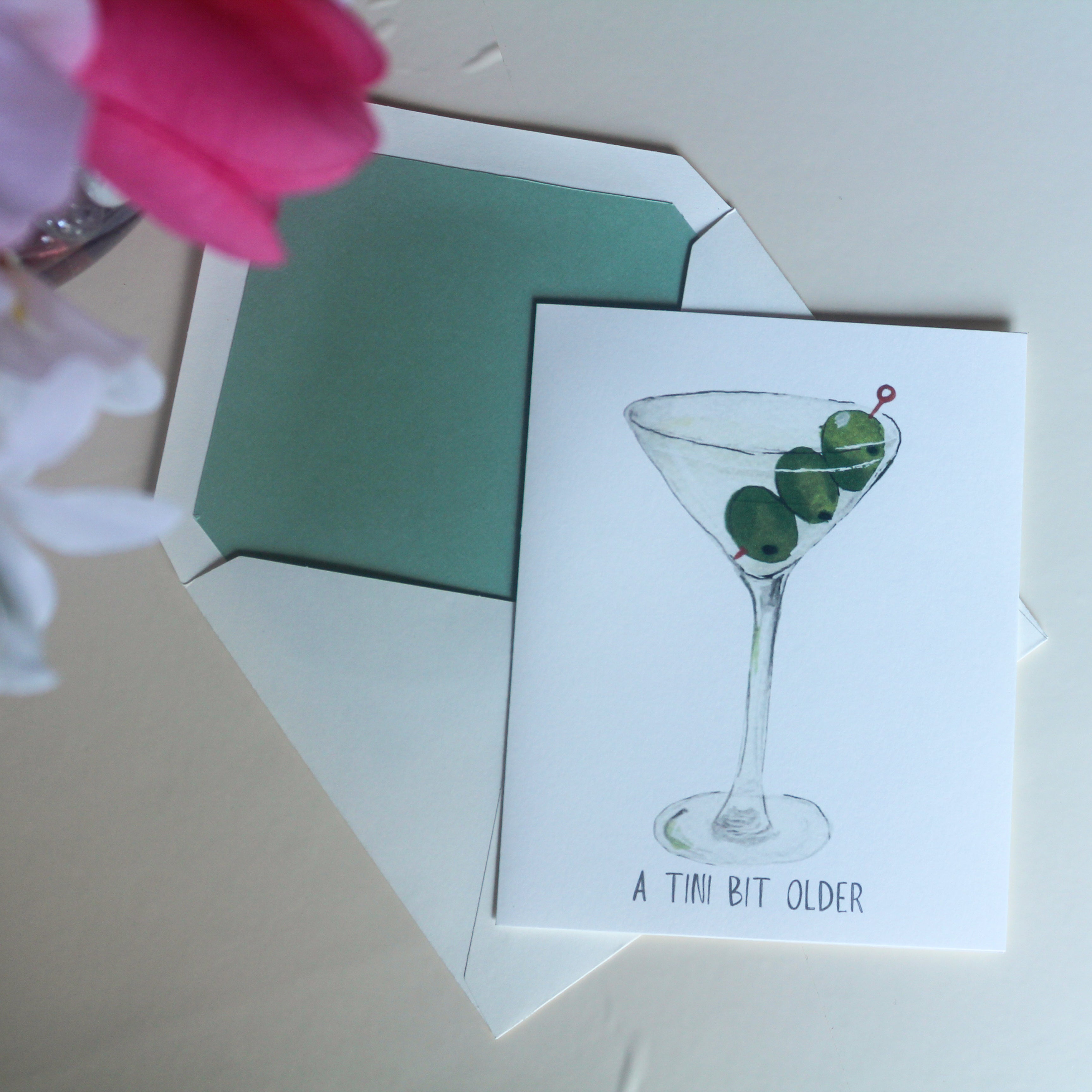 Hand-Painted Dirty Martini Greeting Card