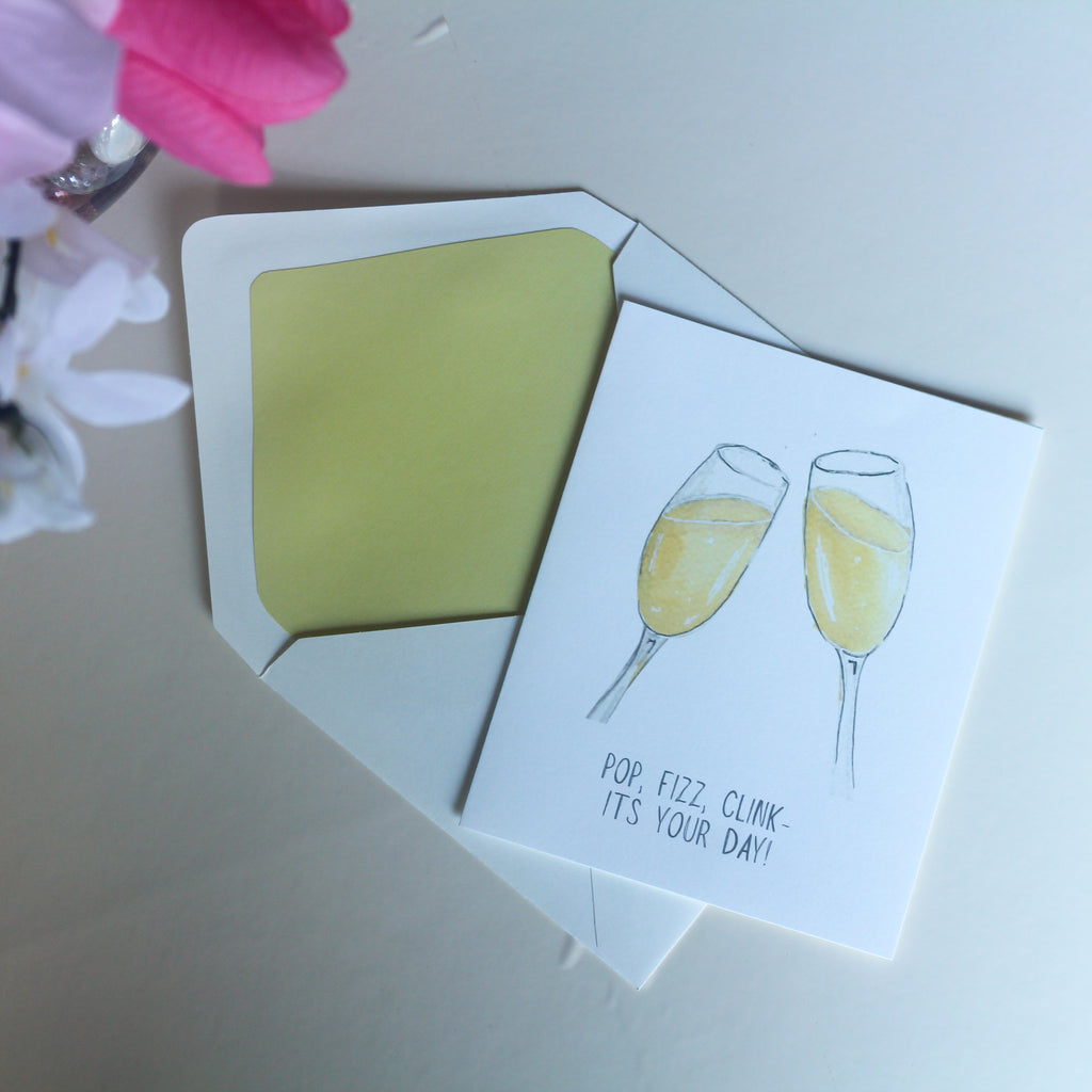 Hand-Painted Champagne Greeting Card