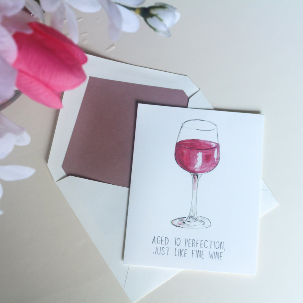 Hand-Painted Red Wine Greeting Card
