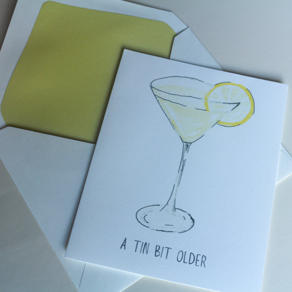 Hand-Painted Lemon Drop Martini Greeting Card