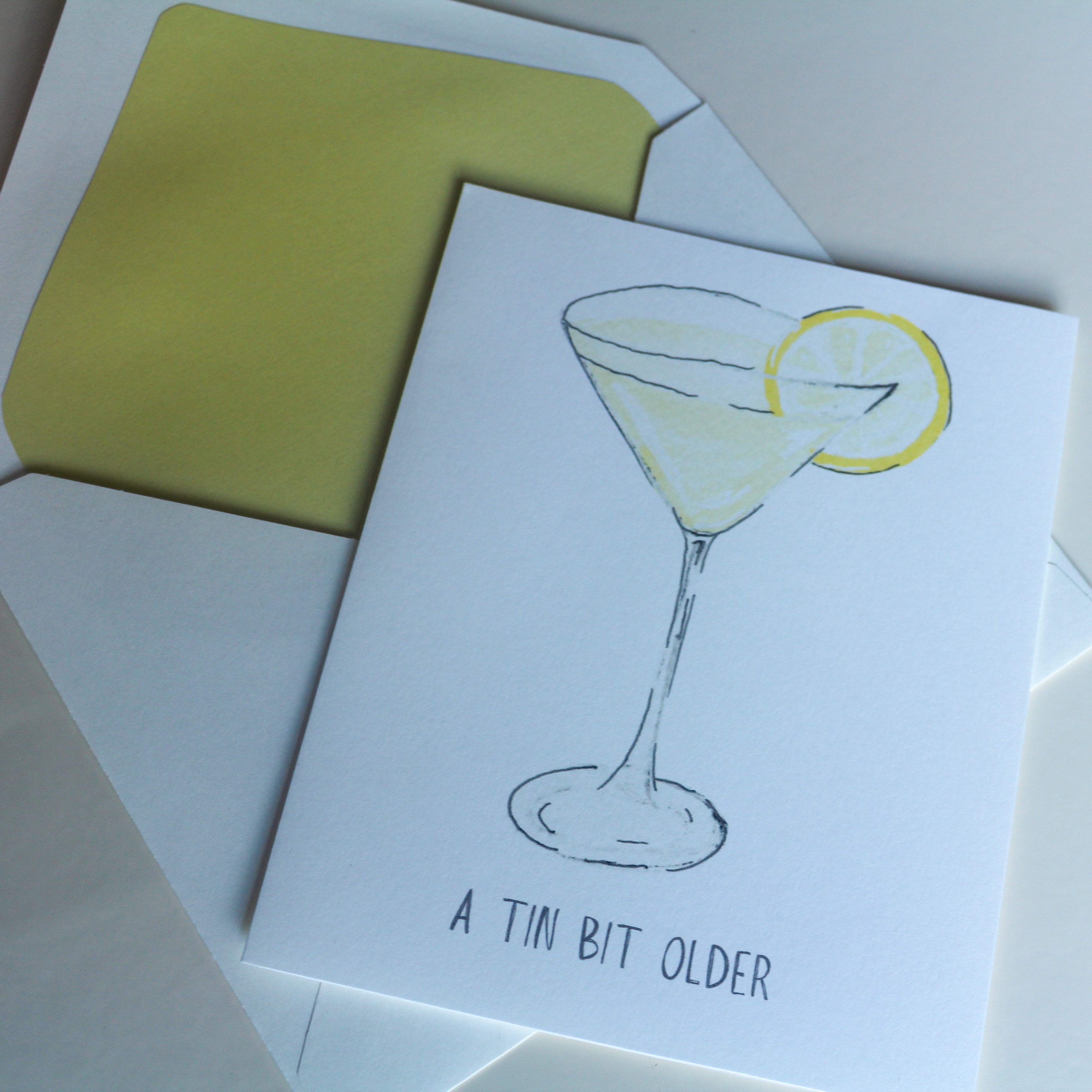 Hand-Painted Lemon Drop Martini Greeting Card