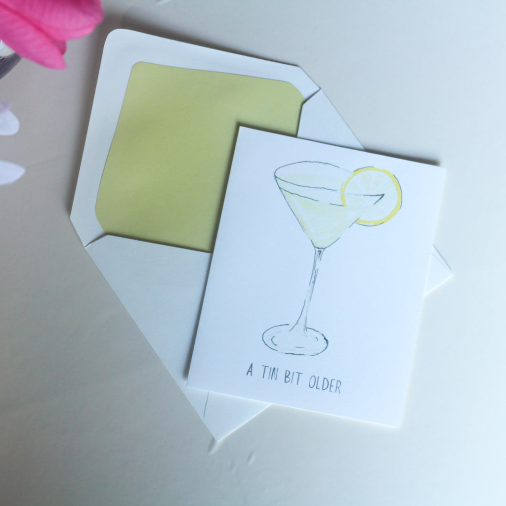 Hand-Painted Lemon Drop Martini Greeting Card