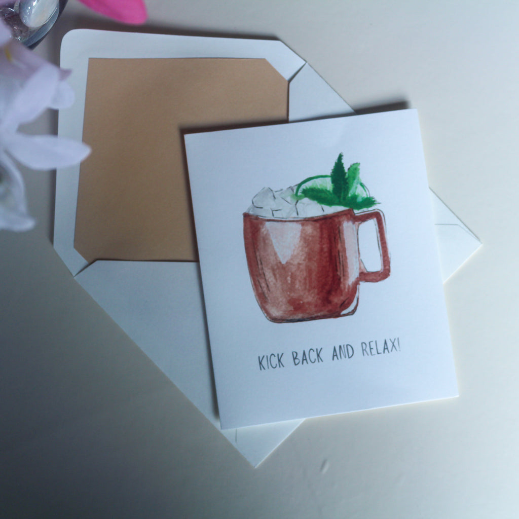 Hand-Painted Moscow Mule Greeting Card