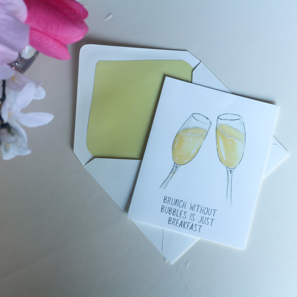 Hand-Painted Brunch and Bubbles Greeting Card