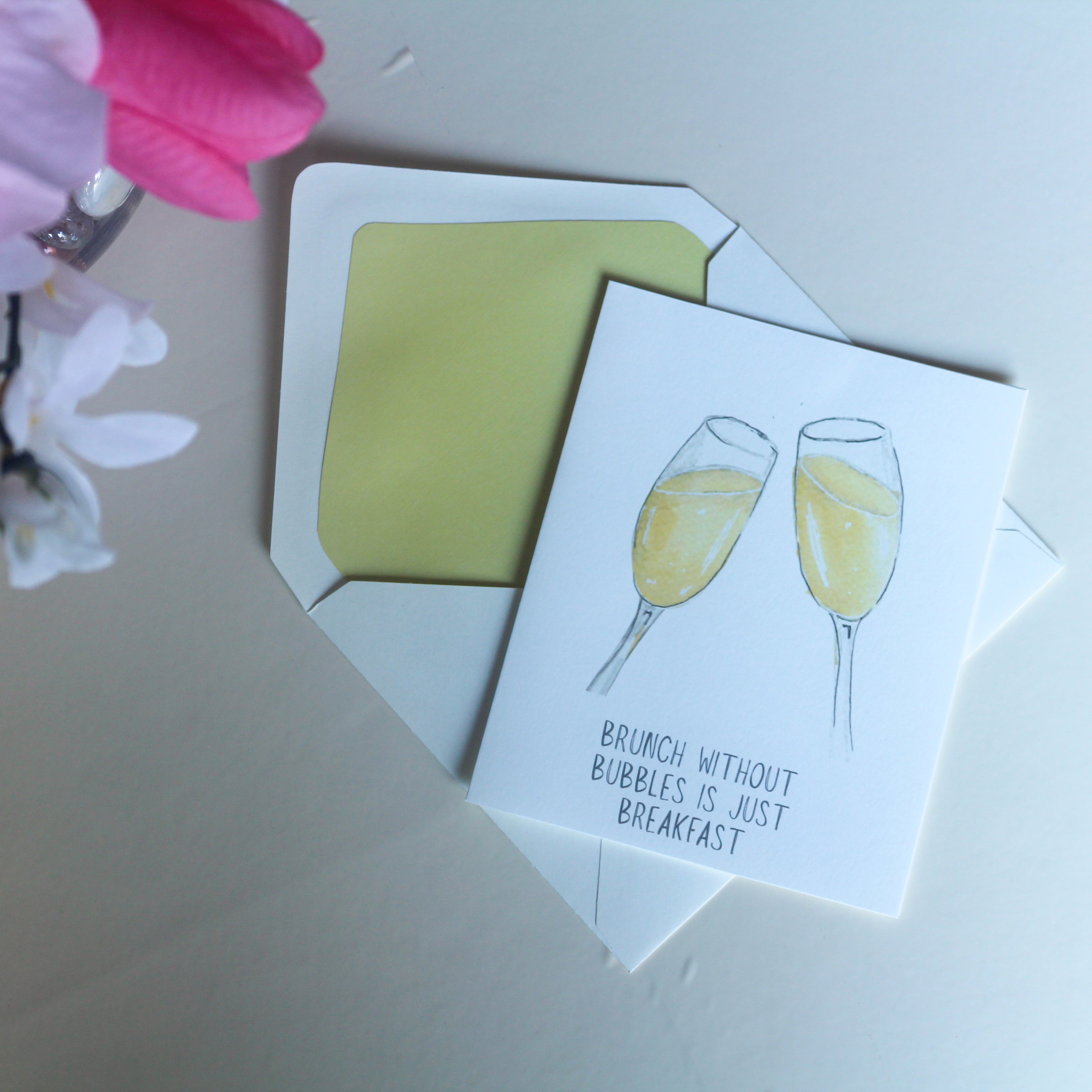 Hand-Painted Brunch and Bubbles Greeting Card