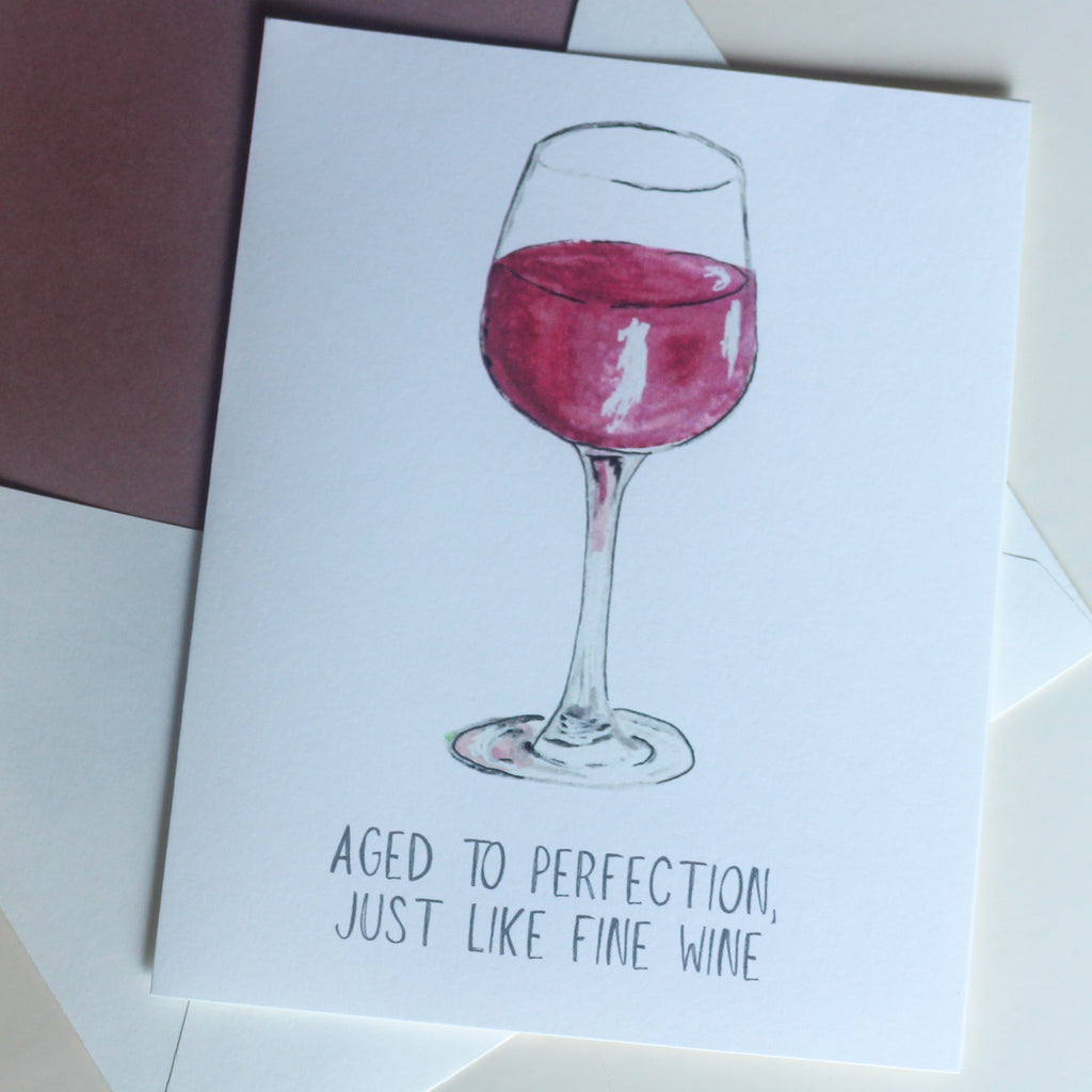 Hand-Painted Red Wine Greeting Card