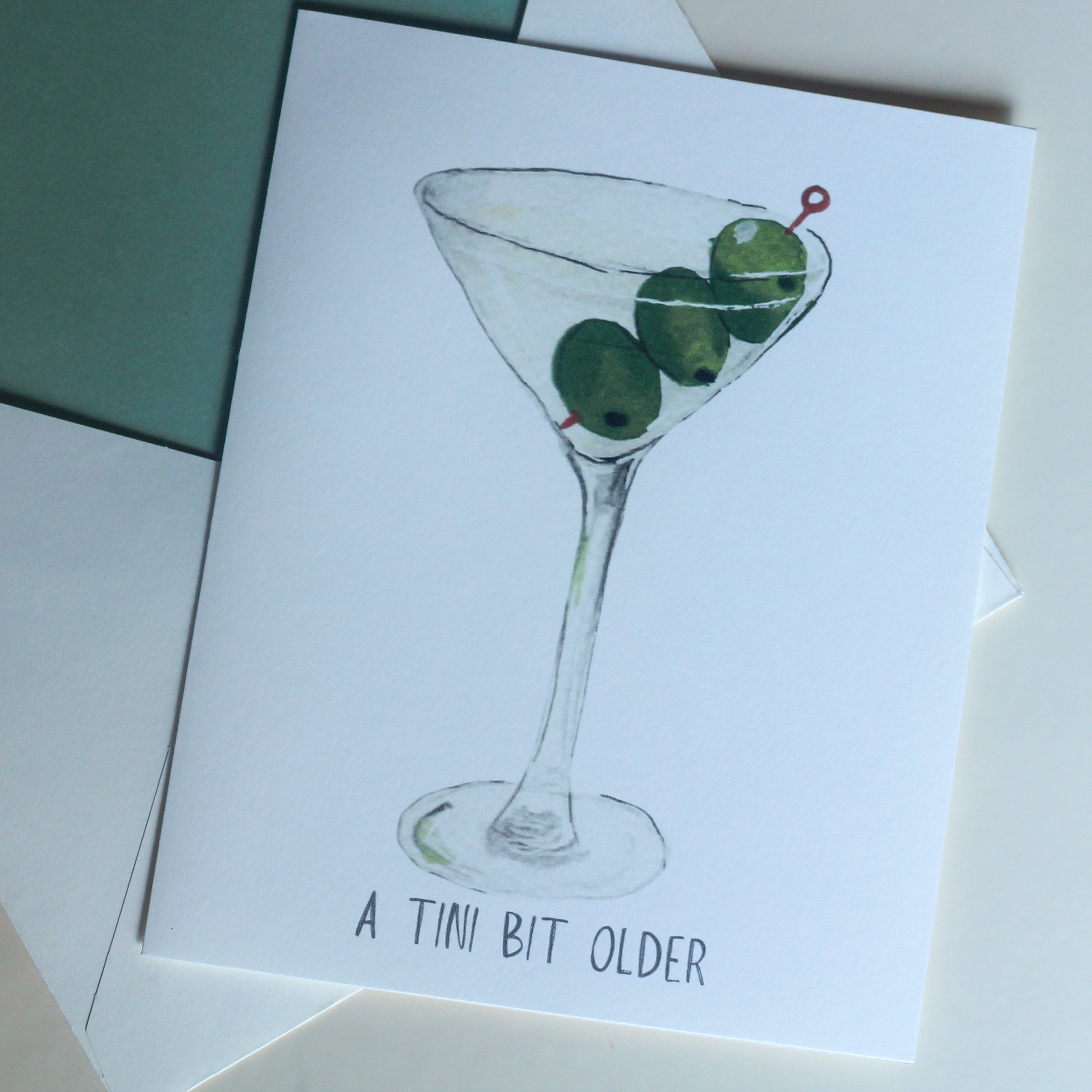 Hand-Painted Dirty Martini Greeting Card