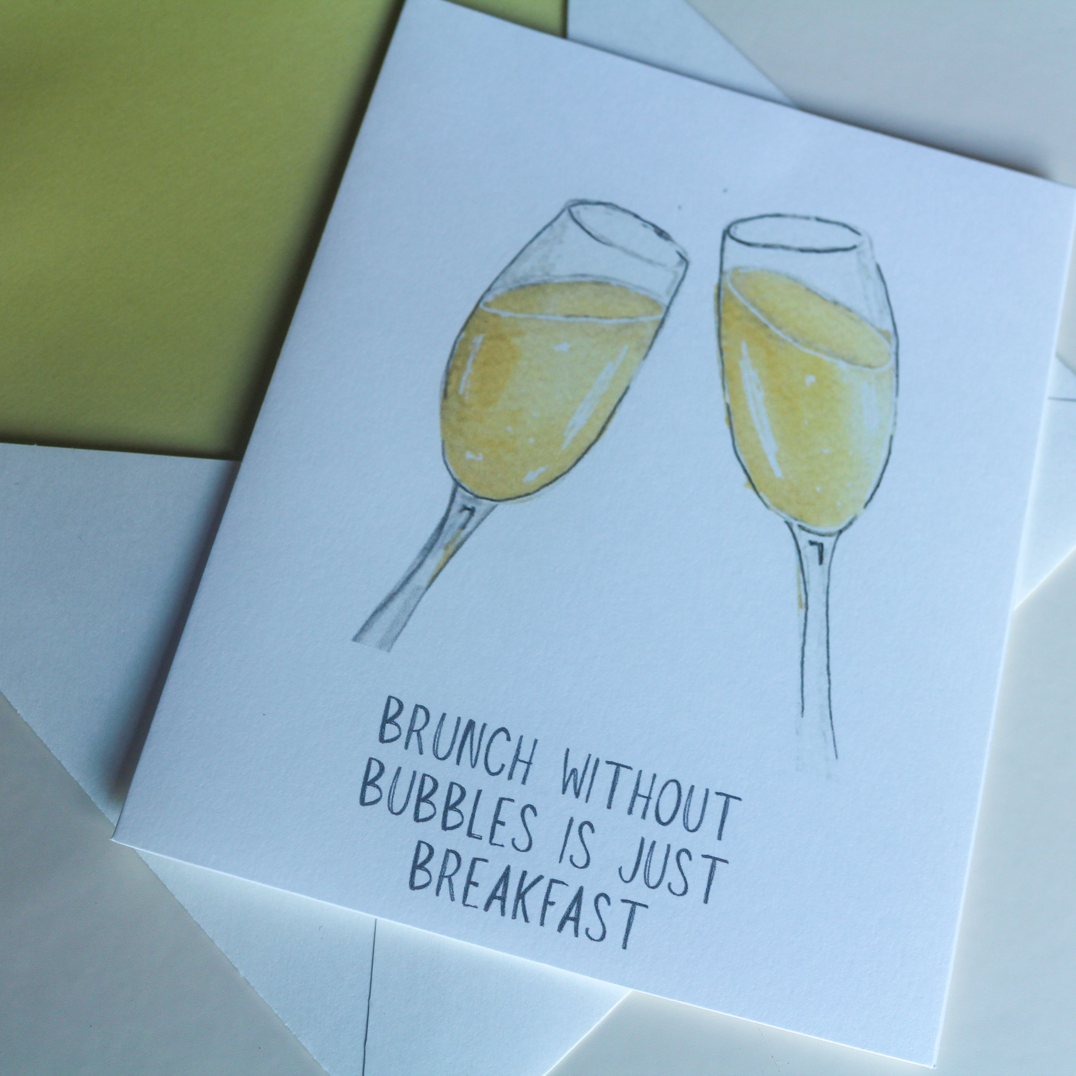 Hand-Painted Brunch and Bubbles Greeting Card