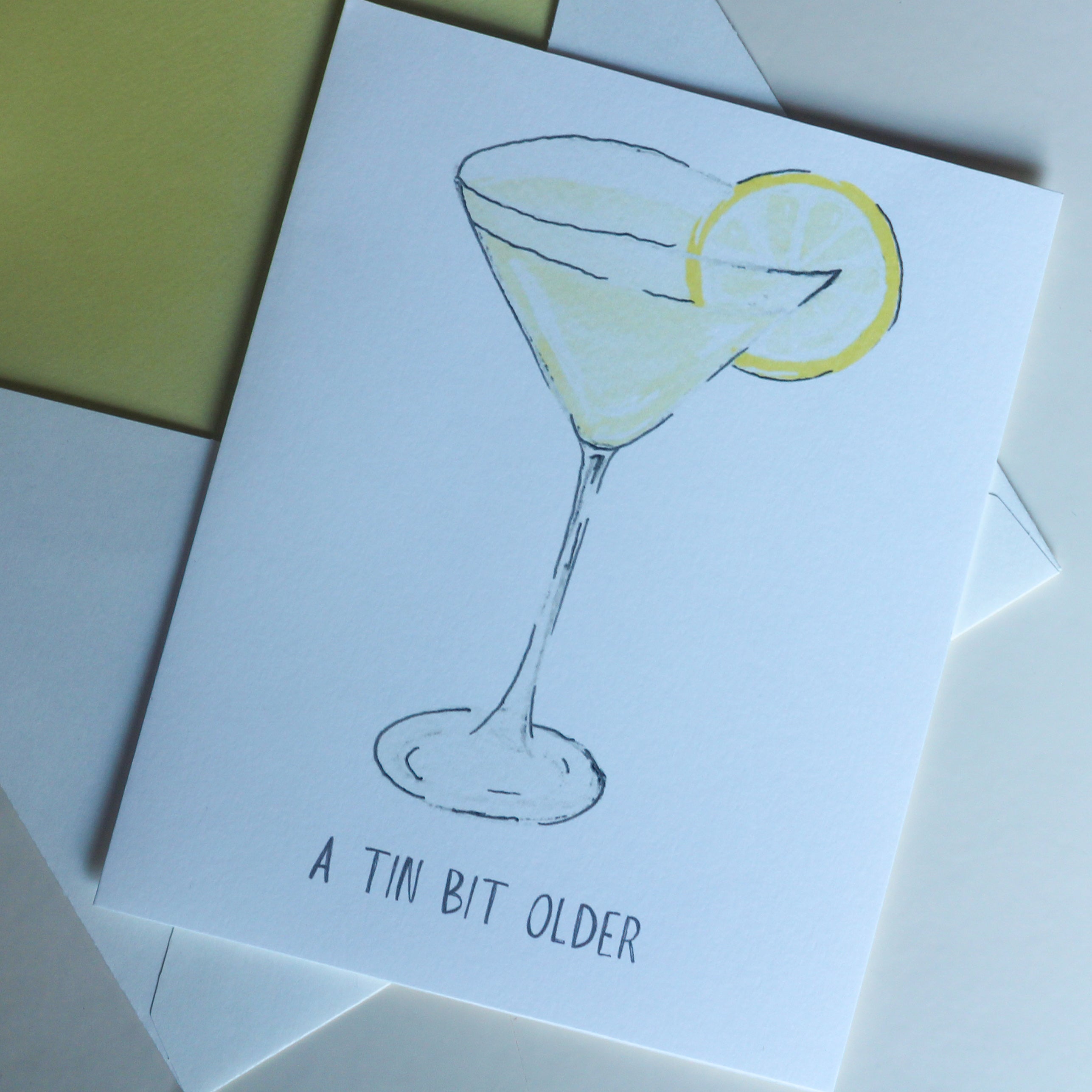 Hand-Painted Lemon Drop Martini Greeting Card