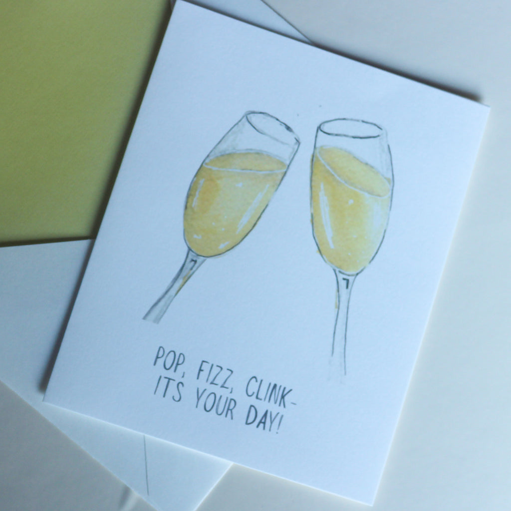 Hand-Painted Champagne Greeting Card