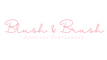 The logo for 'Blush & Brush Artistic Stationery' in light pink script on a solid white background.