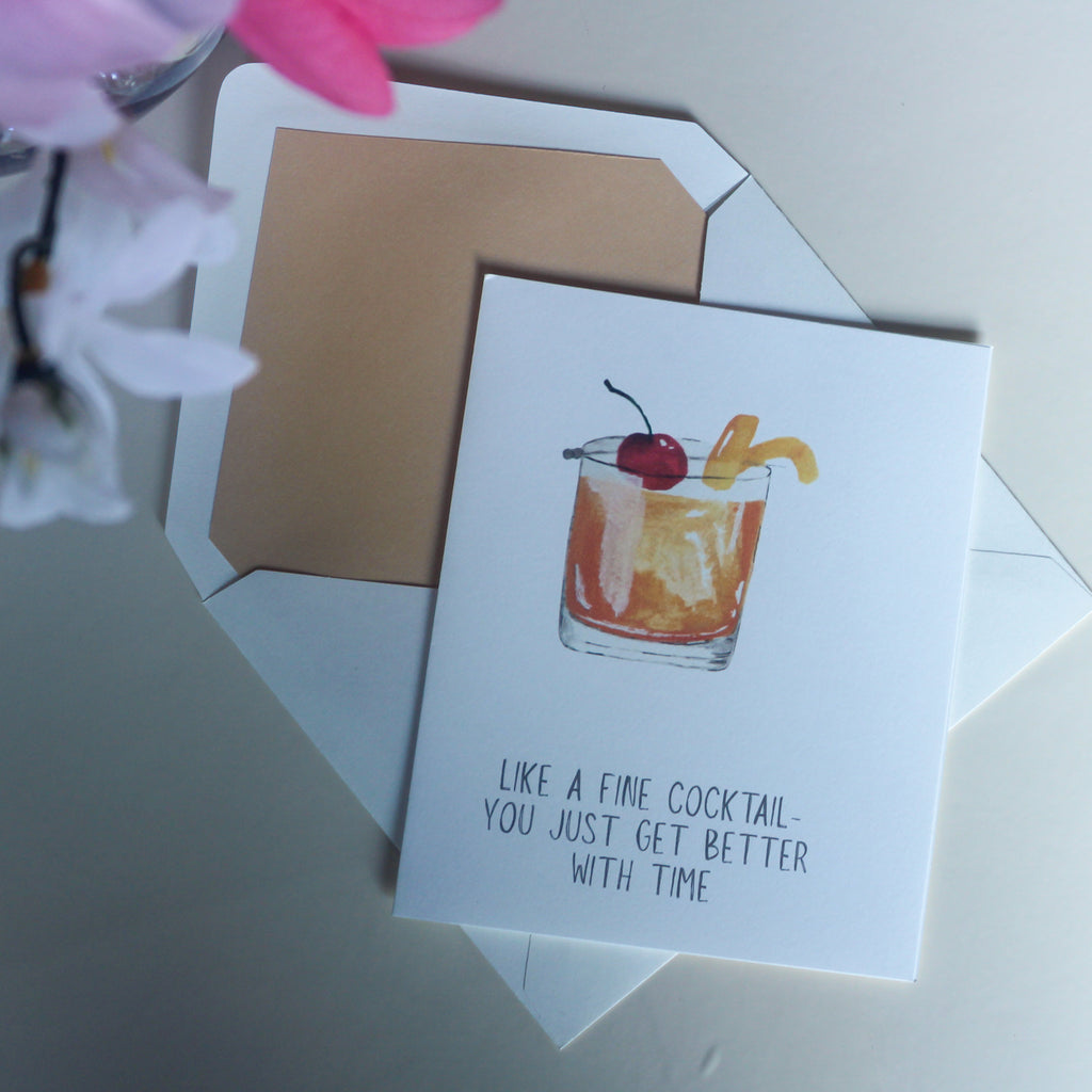 Hand-Painted Old Fashioned Greeting Card