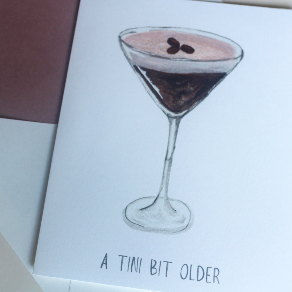 Hand-Painted Espresso Martini Greeting Card