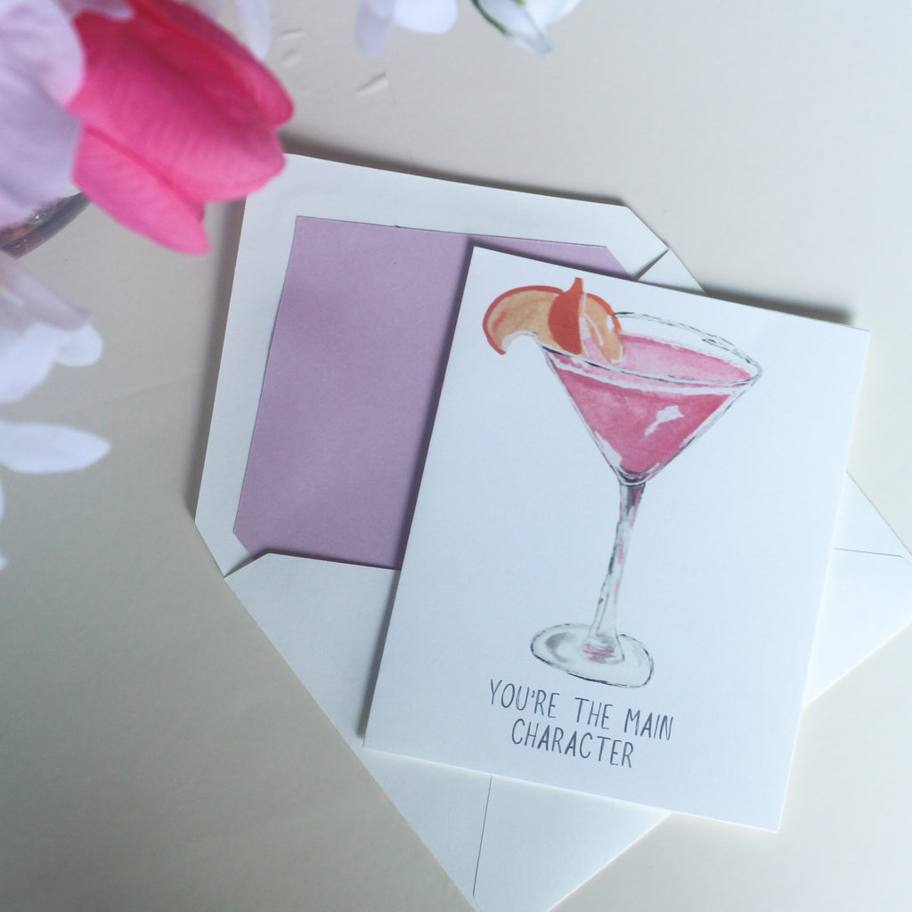 Hand-Painted Cosmopolitan Greeting Card