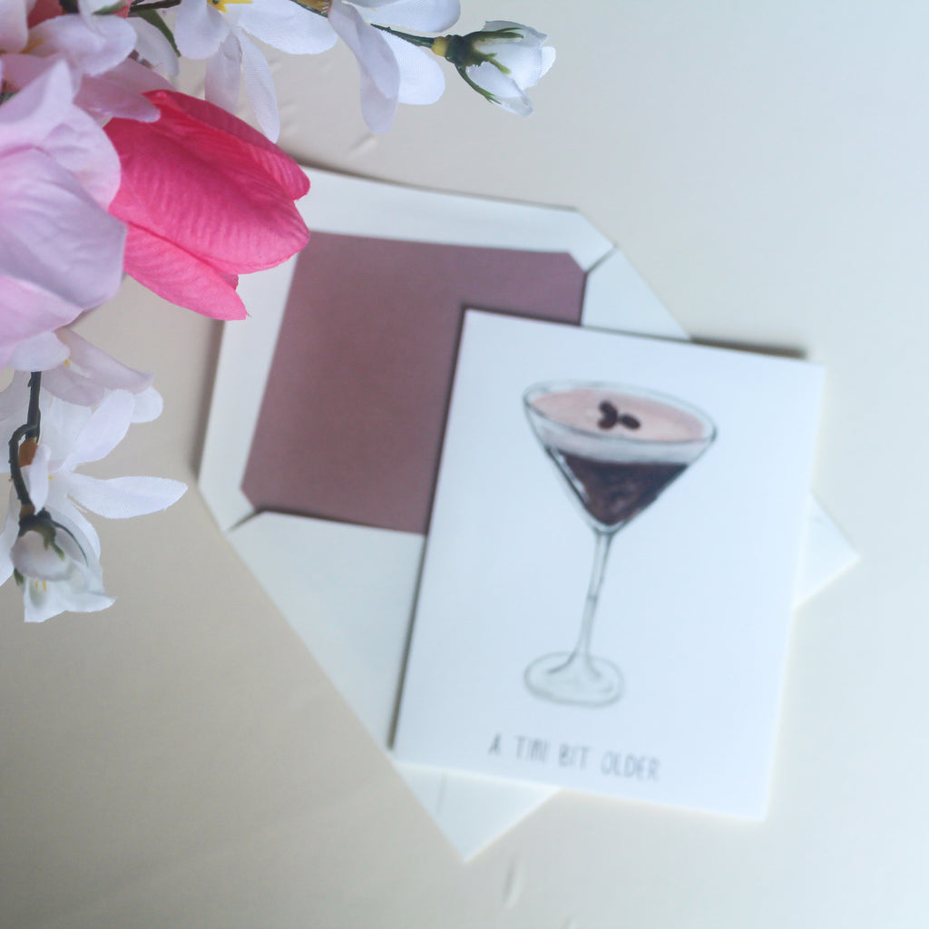 Hand-Painted Espresso Martini Greeting Card