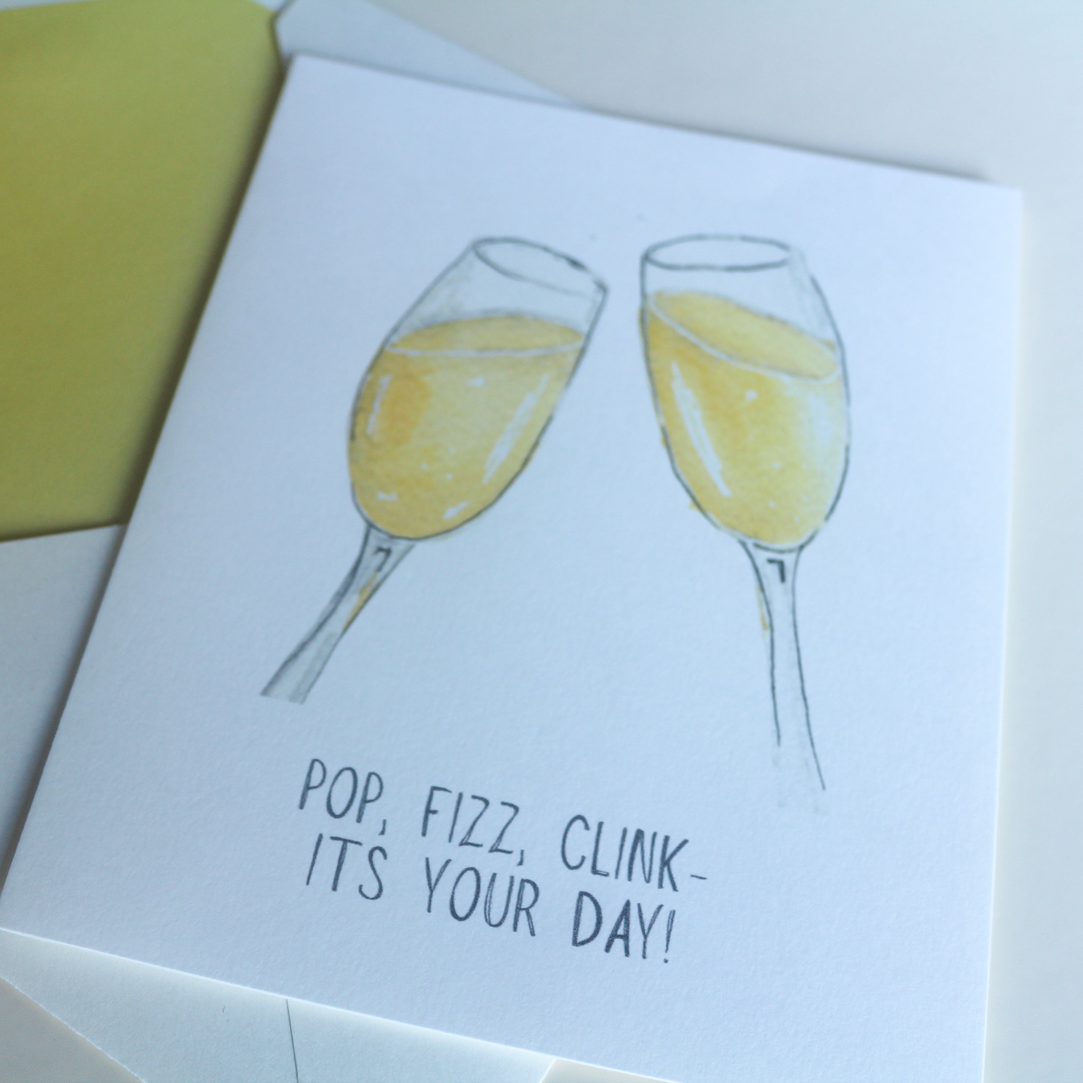 Hand-Painted Champagne Greeting Card