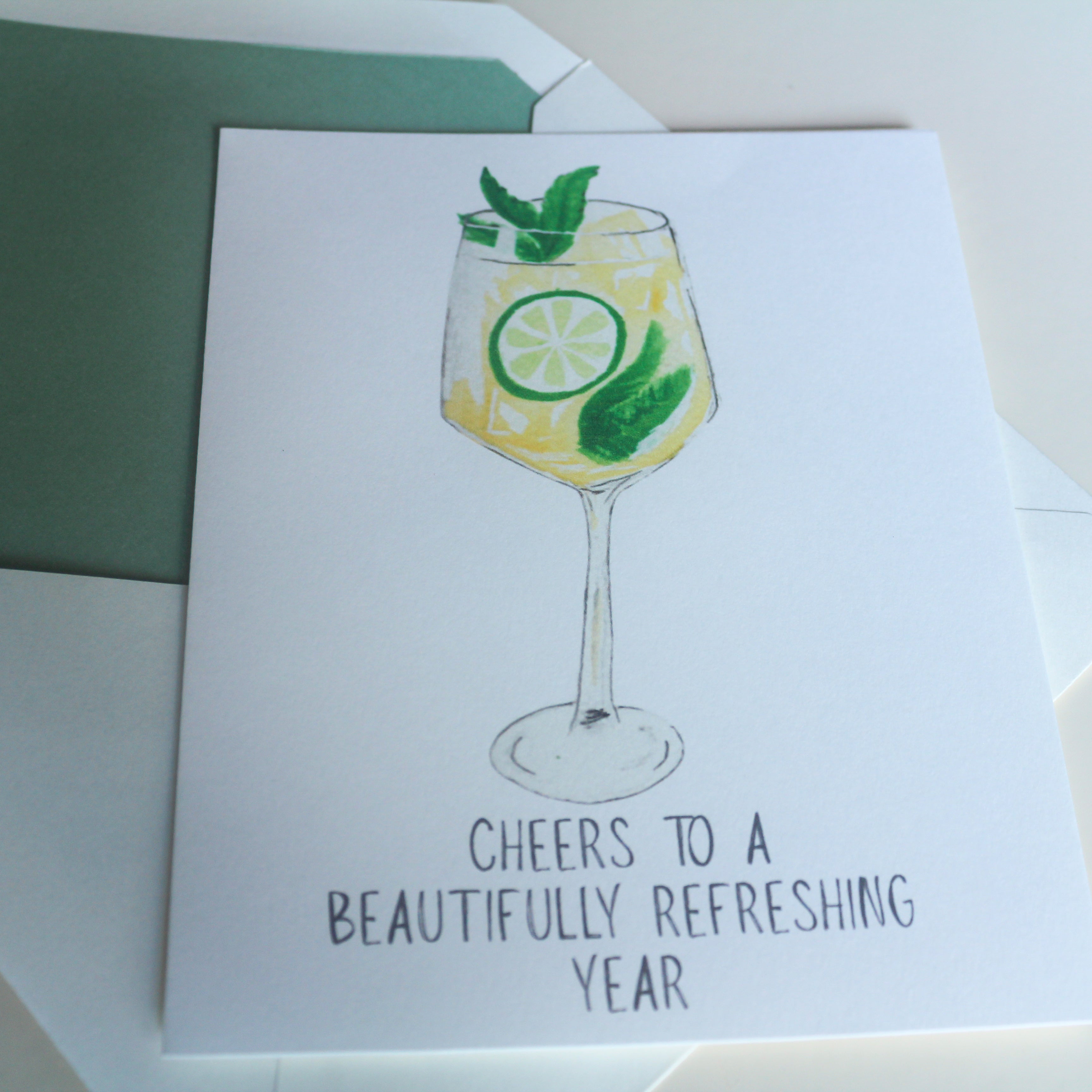 Hand-Painted Hugo Spritz Greeting Card