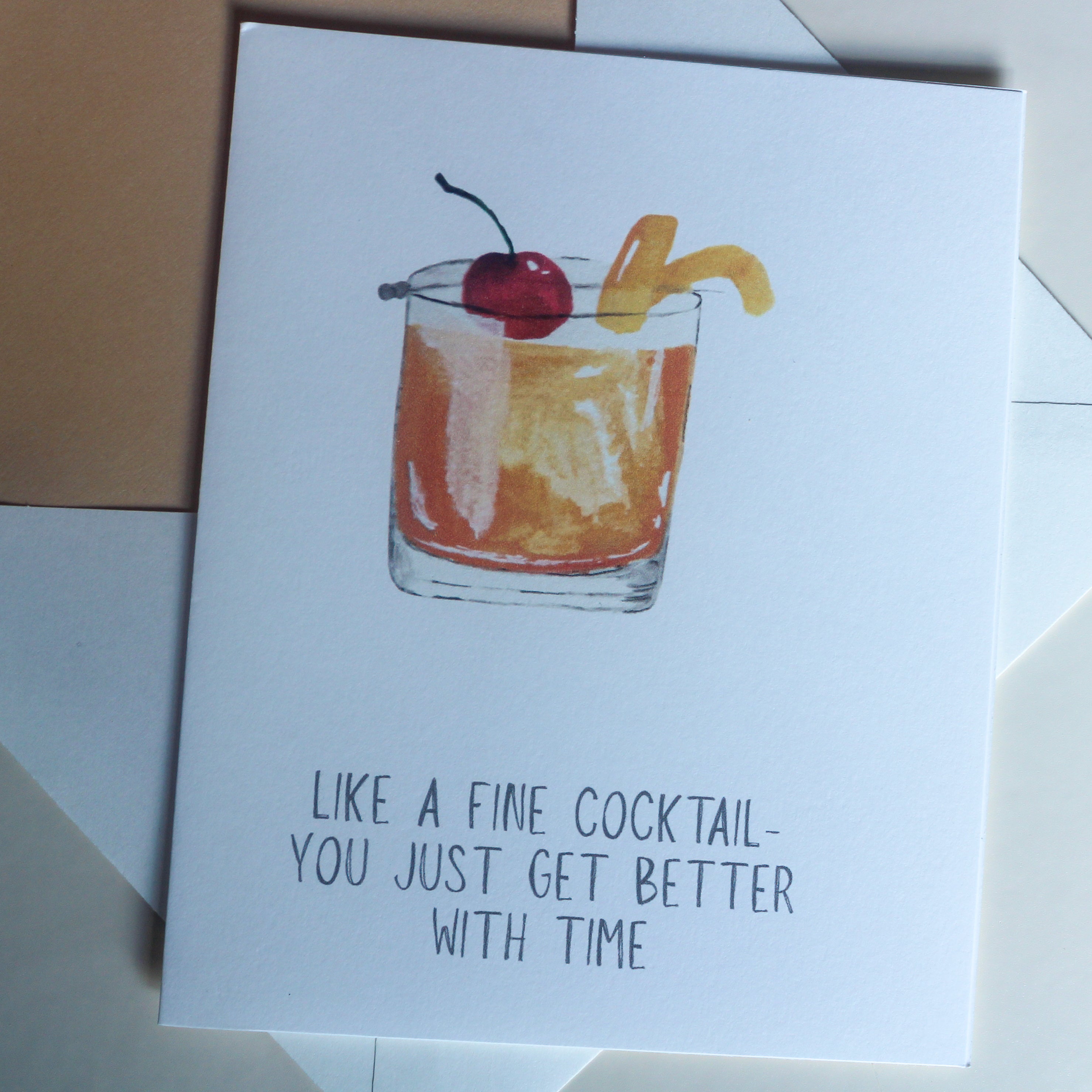 Hand-Painted Old Fashioned Greeting Card