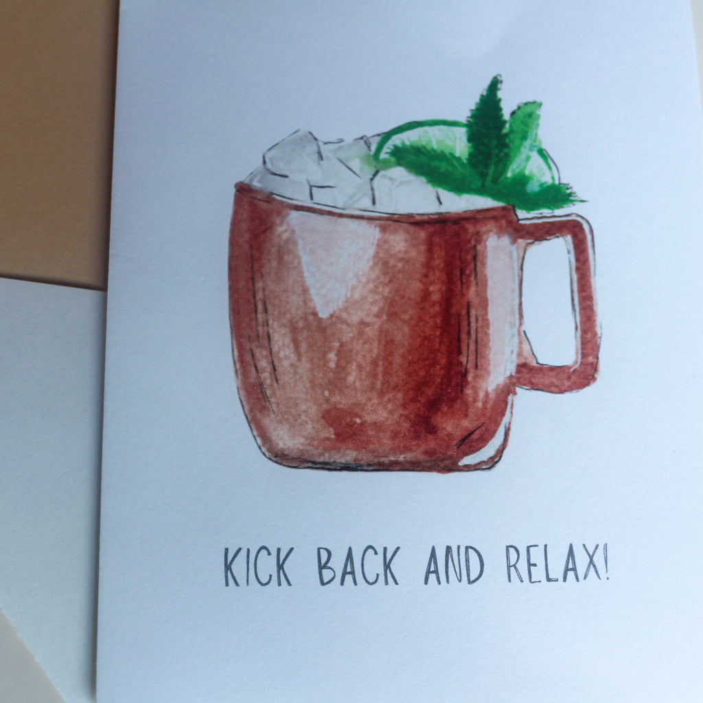 Hand-Painted Moscow Mule Greeting Card