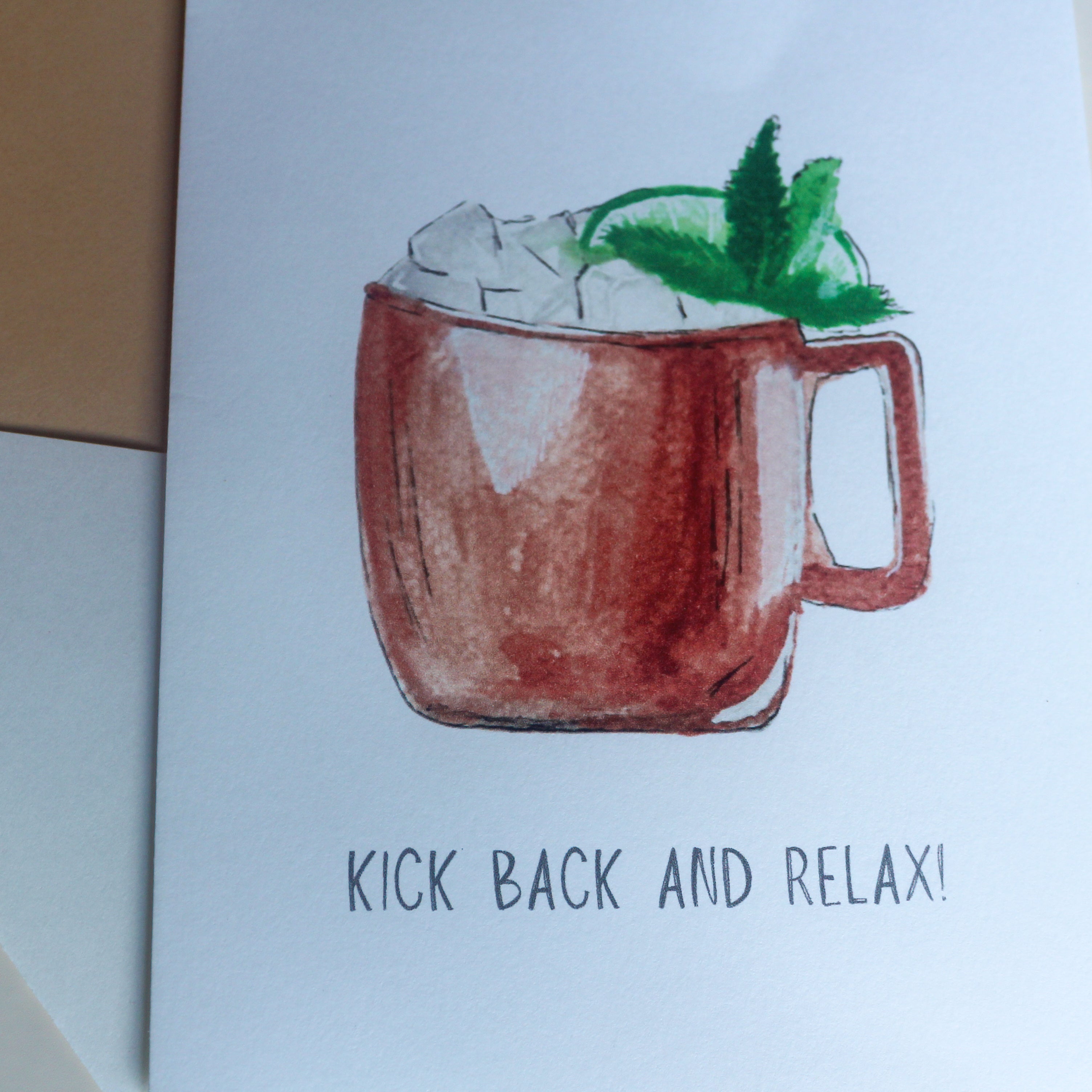 Hand-Painted Moscow Mule Greeting Card