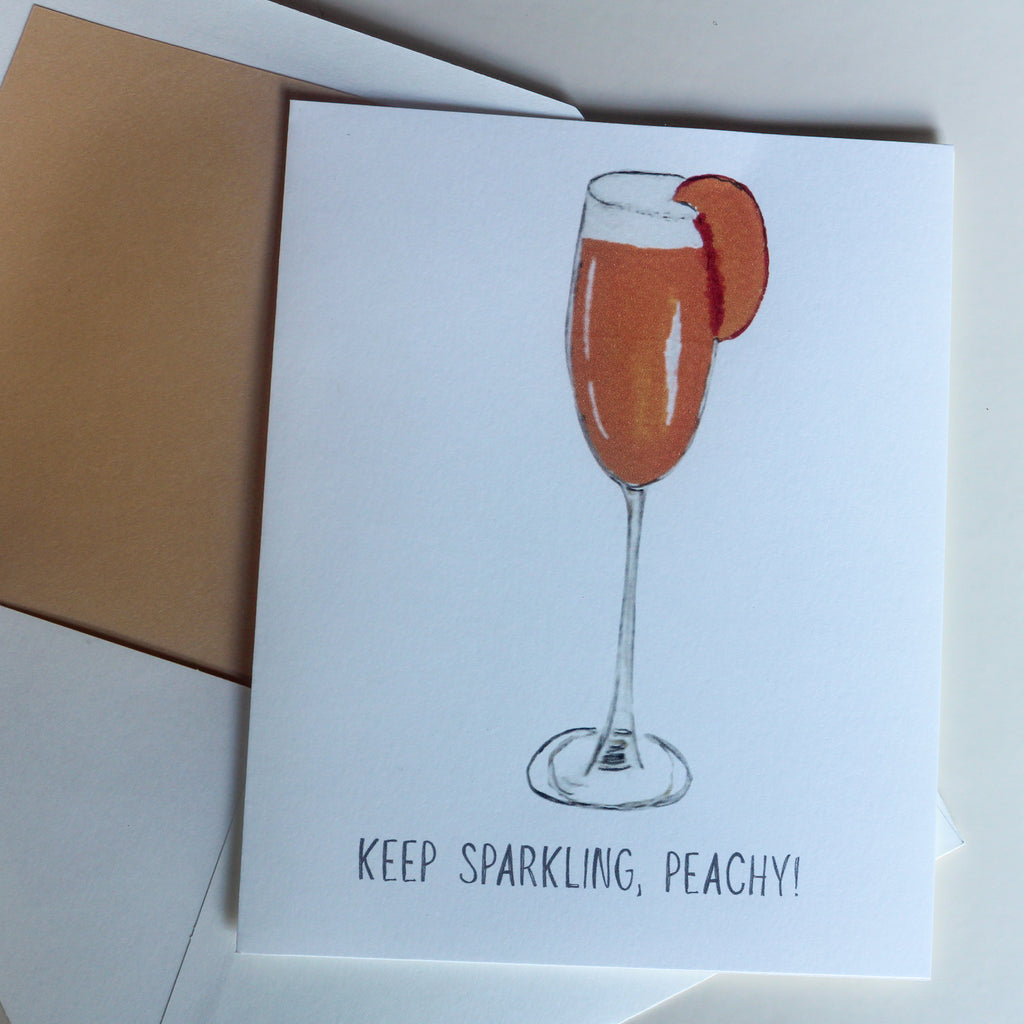 Hand-Painted Peach Bellini Greeting Card