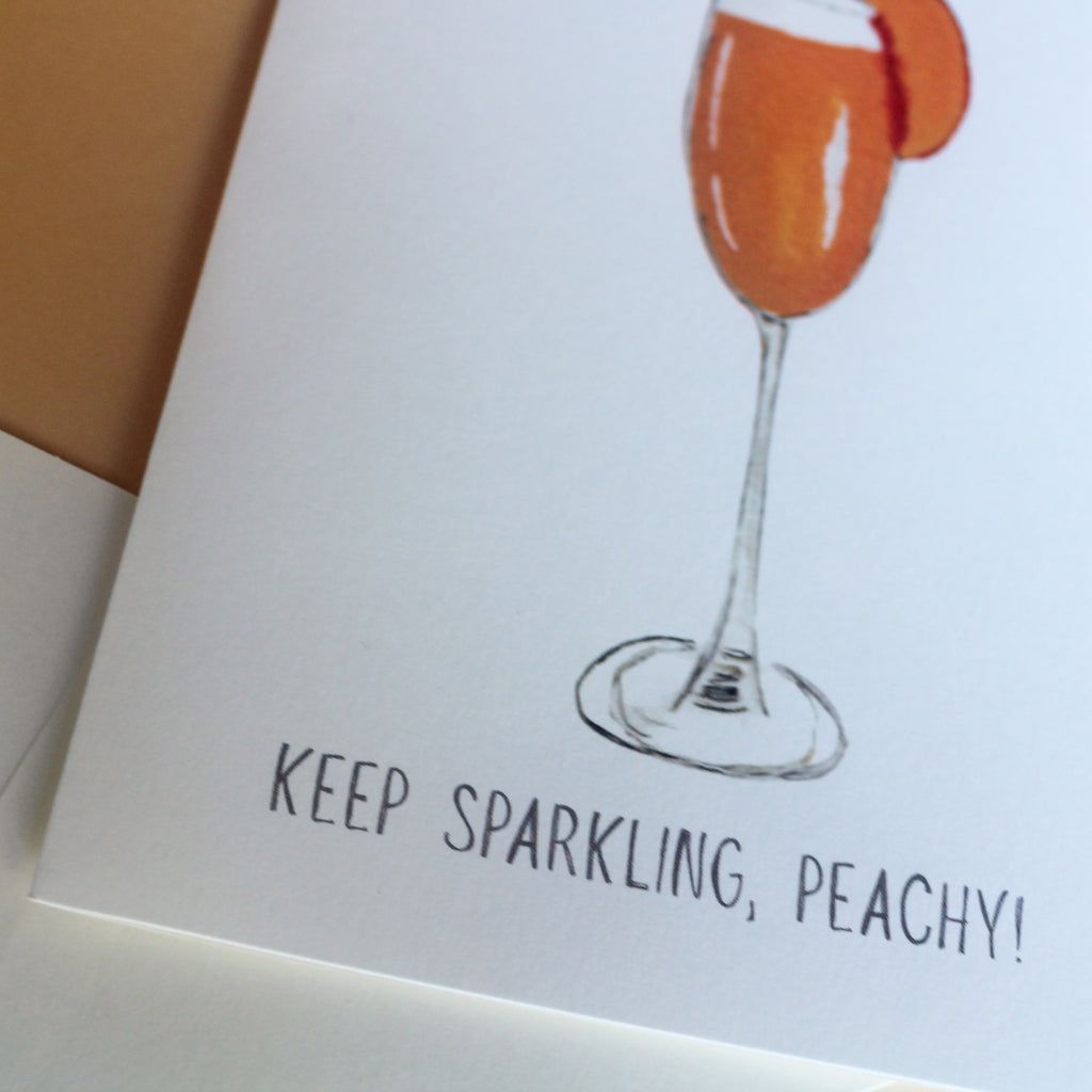 Hand-Painted Peach Bellini Greeting Card