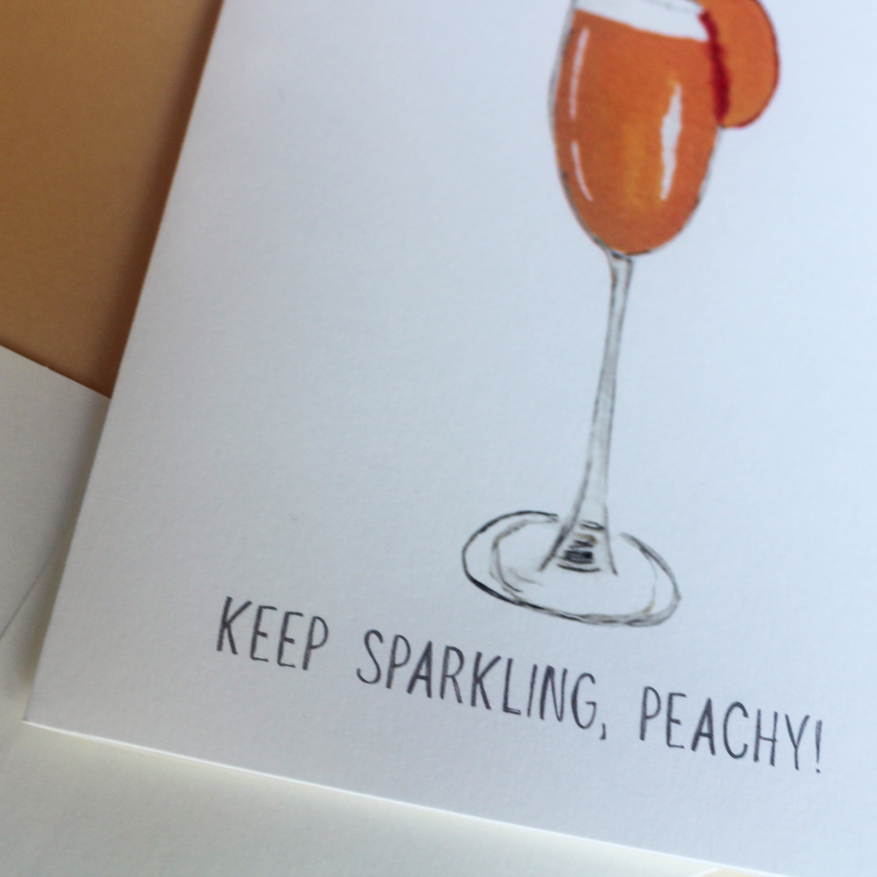 Hand-Painted Peach Bellini Greeting Card