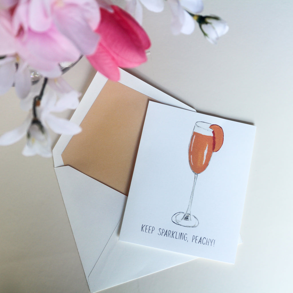 Hand-Painted Peach Bellini Greeting Card