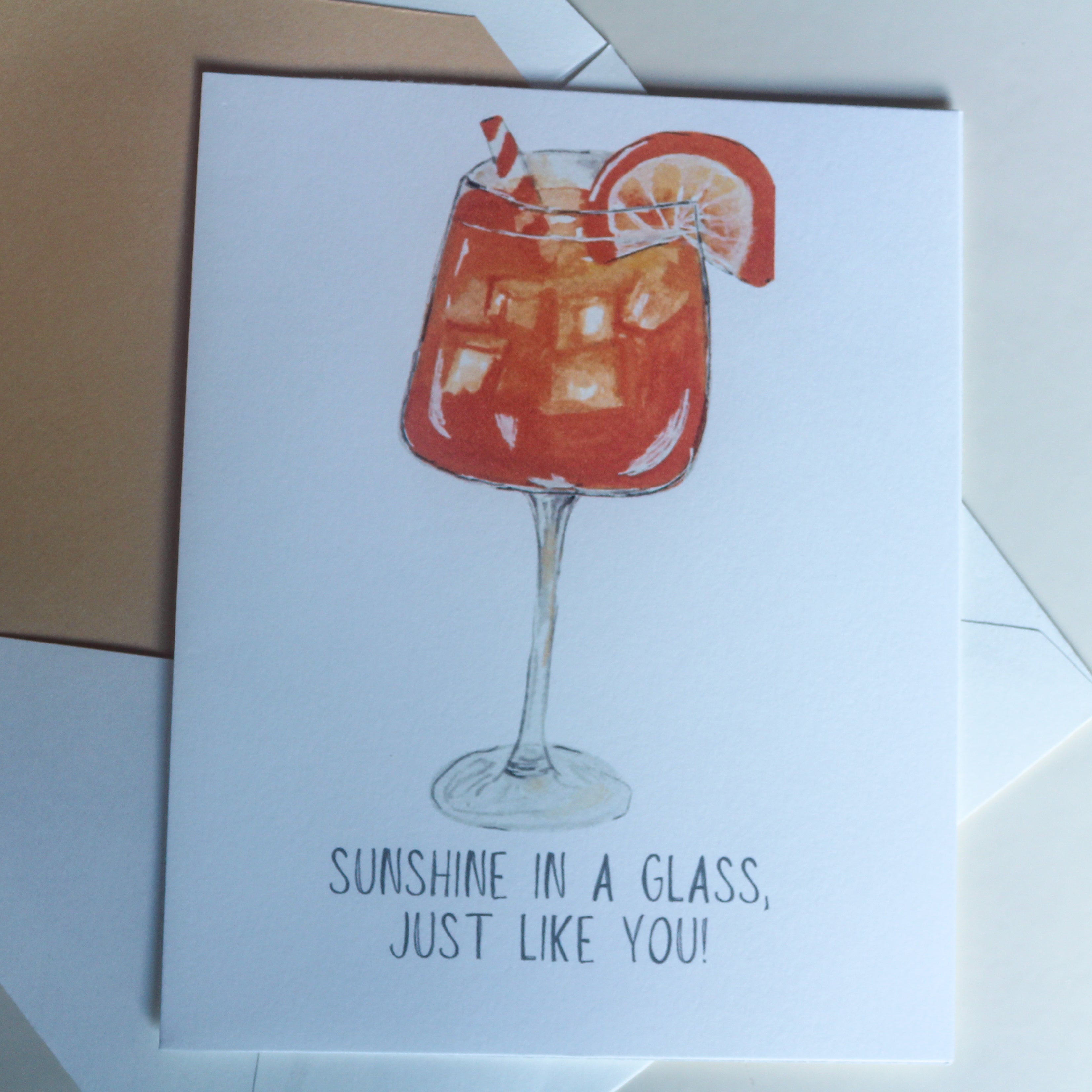 Hand-Painted Aperol Spritz Greeting Card