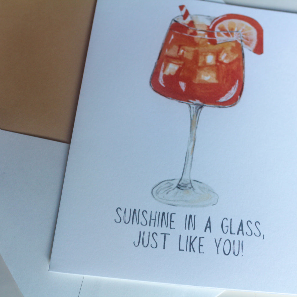 Hand-Painted Aperol Spritz Greeting Card