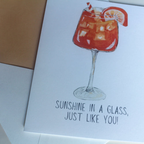Hand-Painted Aperol Spritz Greeting Card