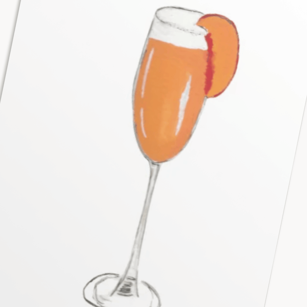 Peach Bellini Greeting Card — Unique Birthday Card for Her, Cocktail Lover Gift