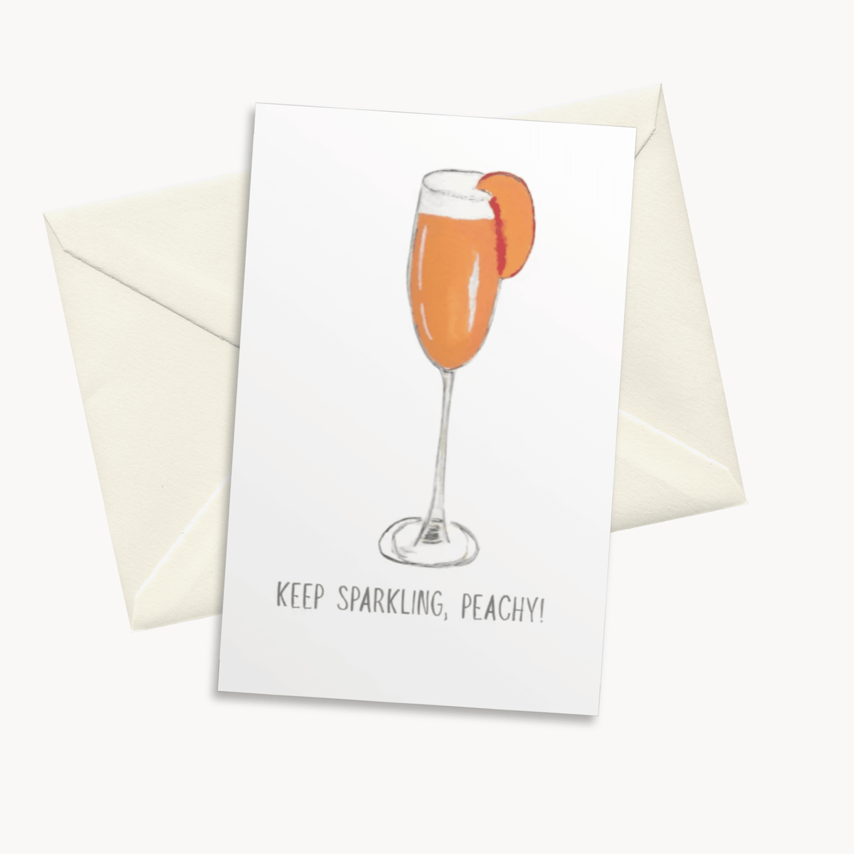 Peach Bellini Greeting Card — Unique Birthday Card for Her, Cocktail Lover Gift