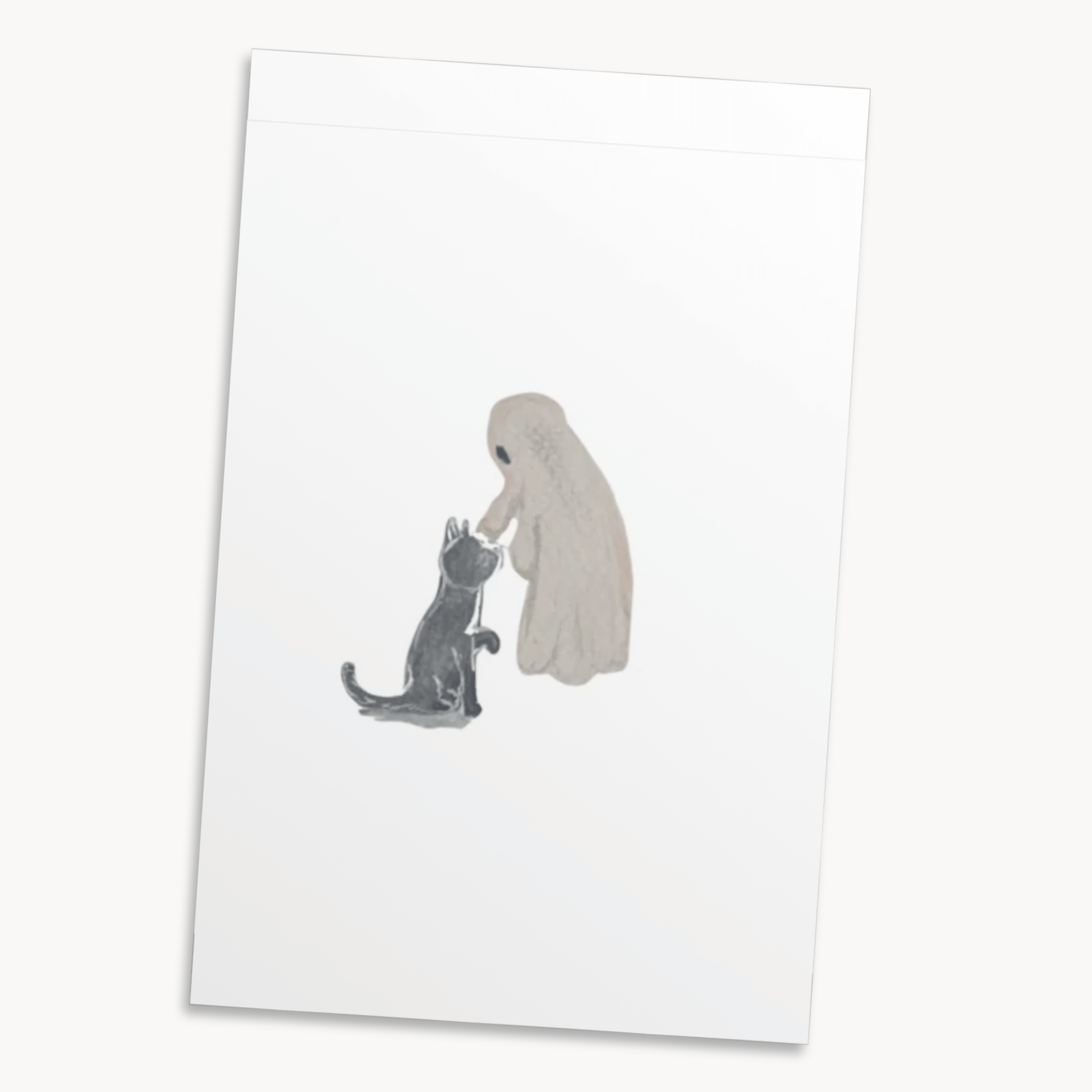 Ghost & Black Cat Greeting Card — Cute Halloween Card for Her, Spooky Season Gift