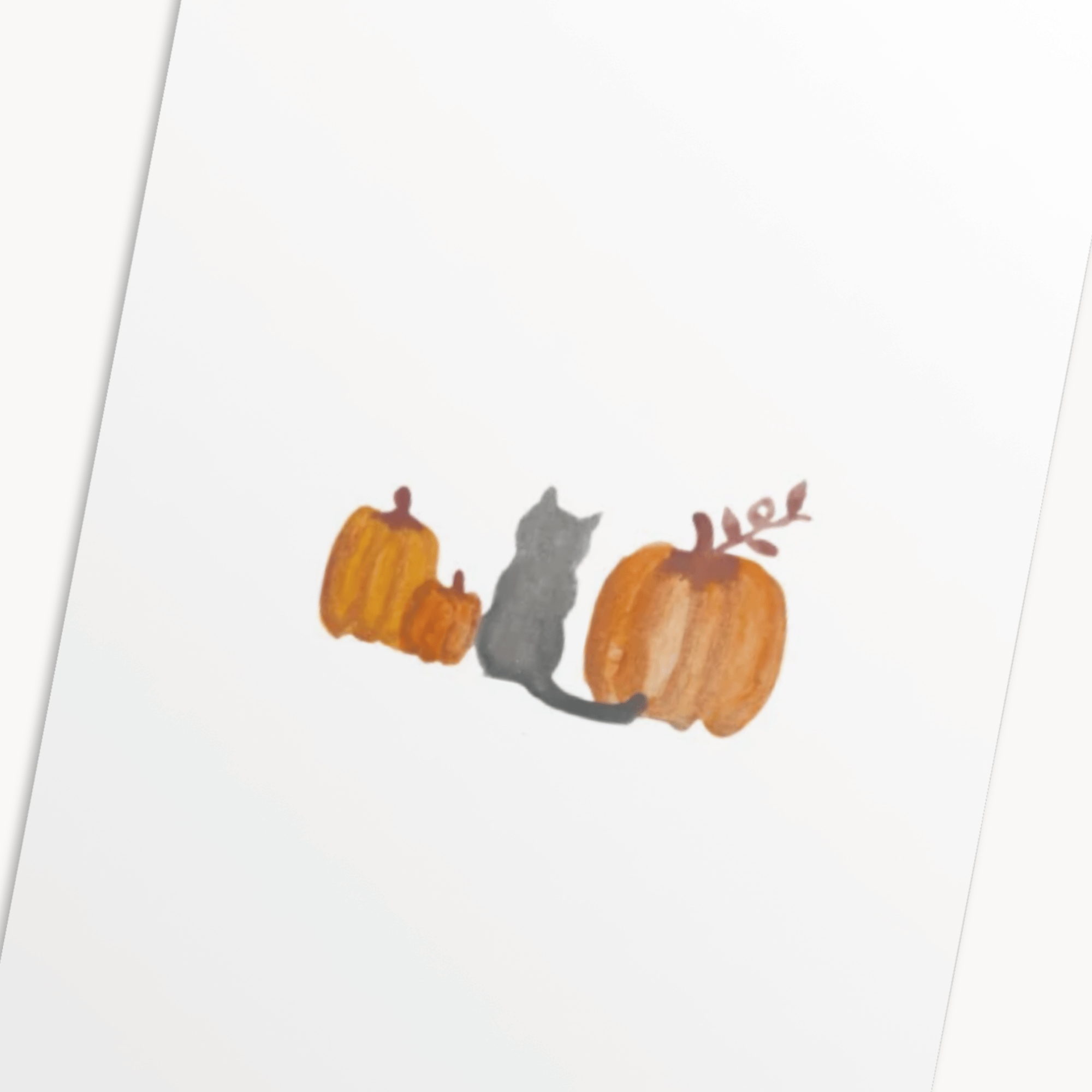 Cat & Pumpkins Greeting Card — Cute Fall Card for Her, Autumn Cat Lover Gift