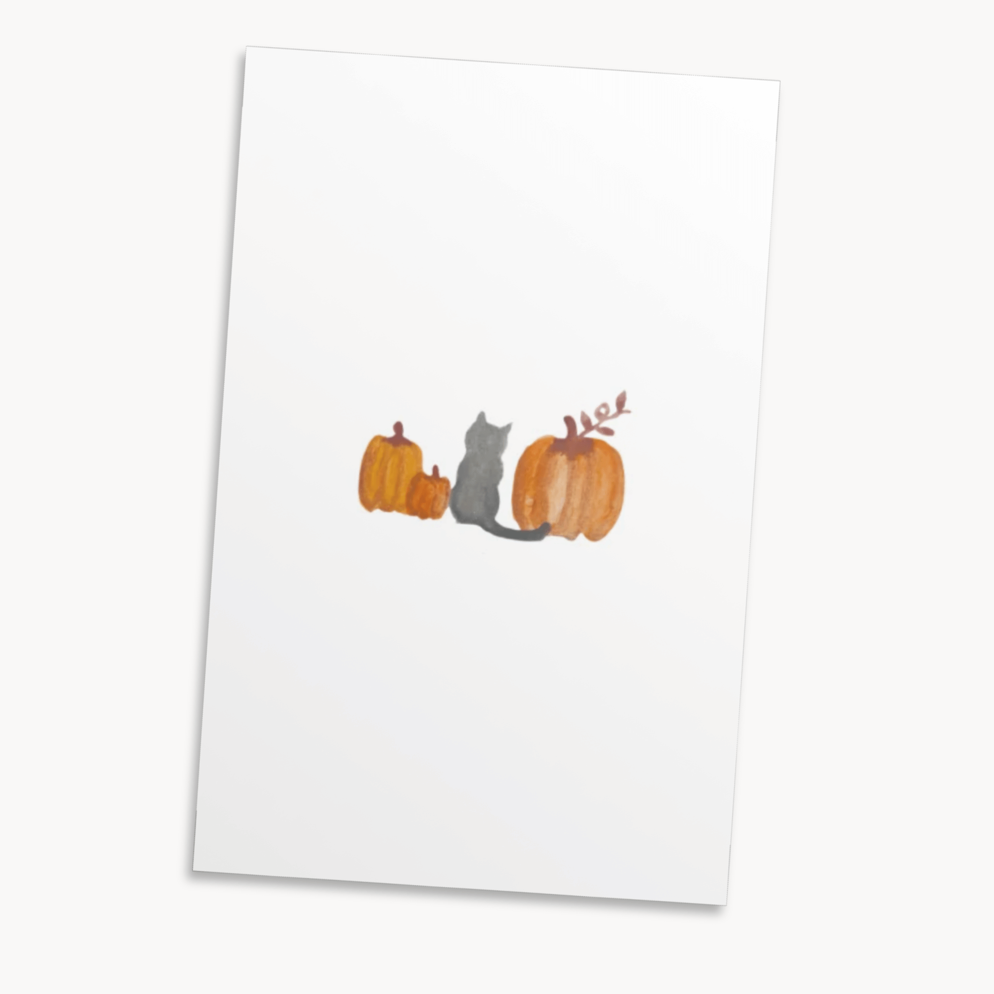 Cat & Pumpkins Greeting Card — Cute Fall Card for Her, Autumn Cat Lover Gift