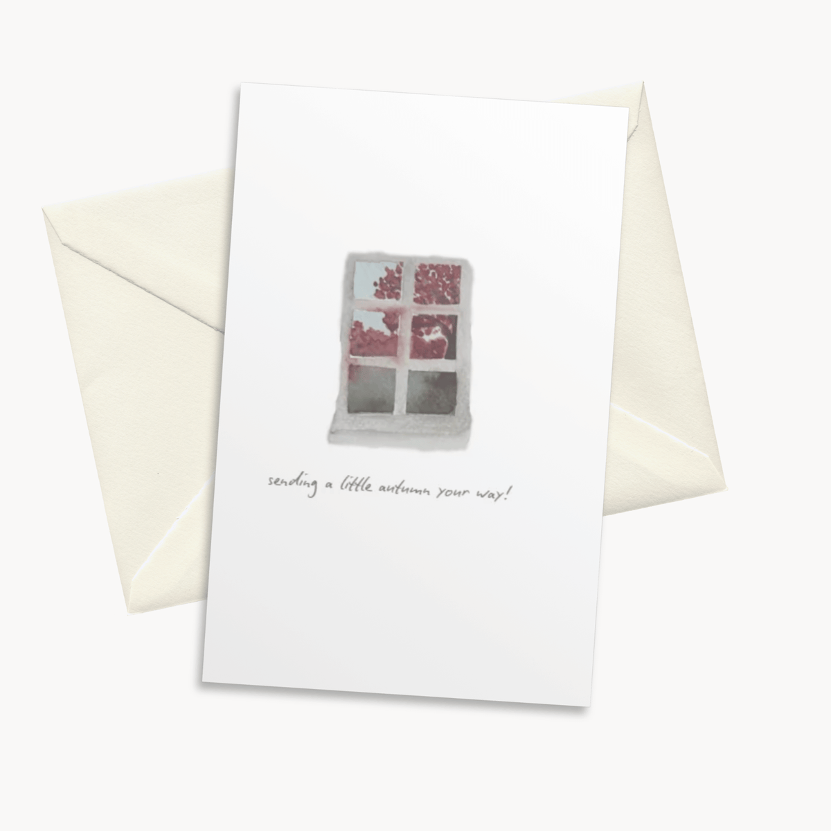 Autumn Window Greeting Card — Cozy Fall Card for Her, Sending a Little Autumn Your Way