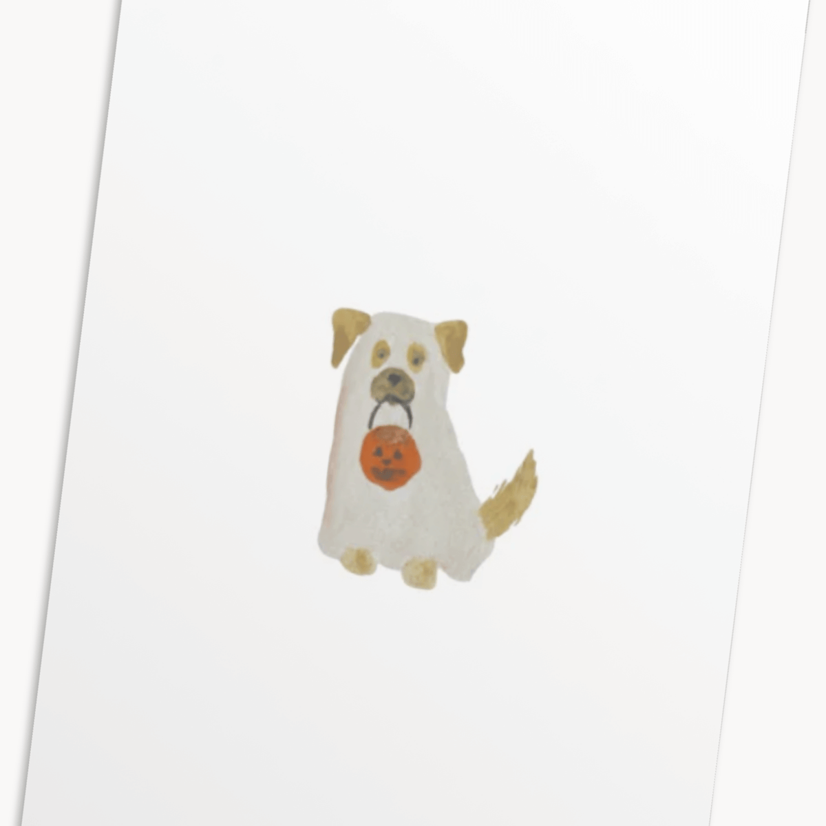 Ghost Dog Greeting Card — Cute Halloween Card for Her, Spooky Season Gift
