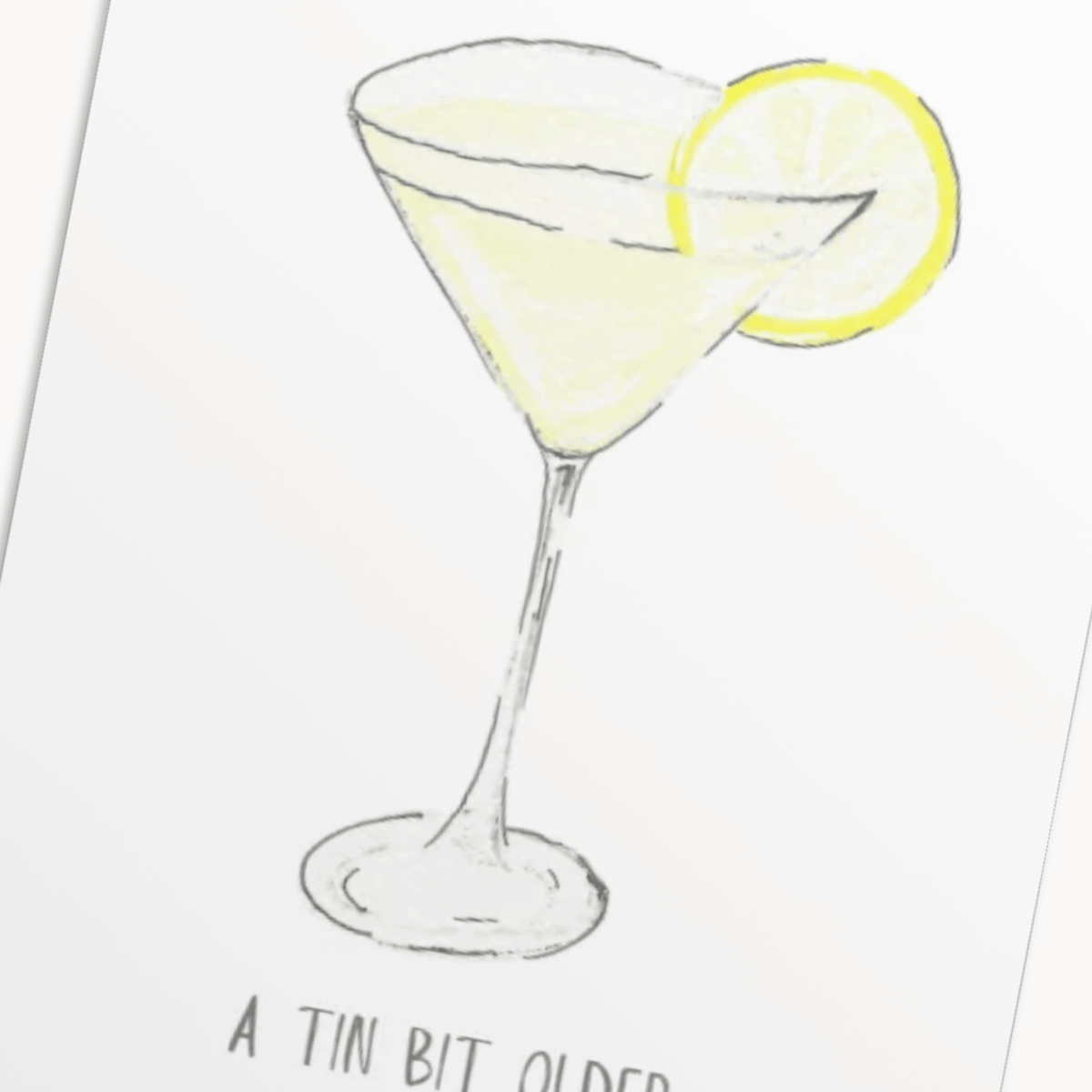 Lemon Drop Martini Greeting Card — Bright Birthday Card for Her, Cocktail Gift