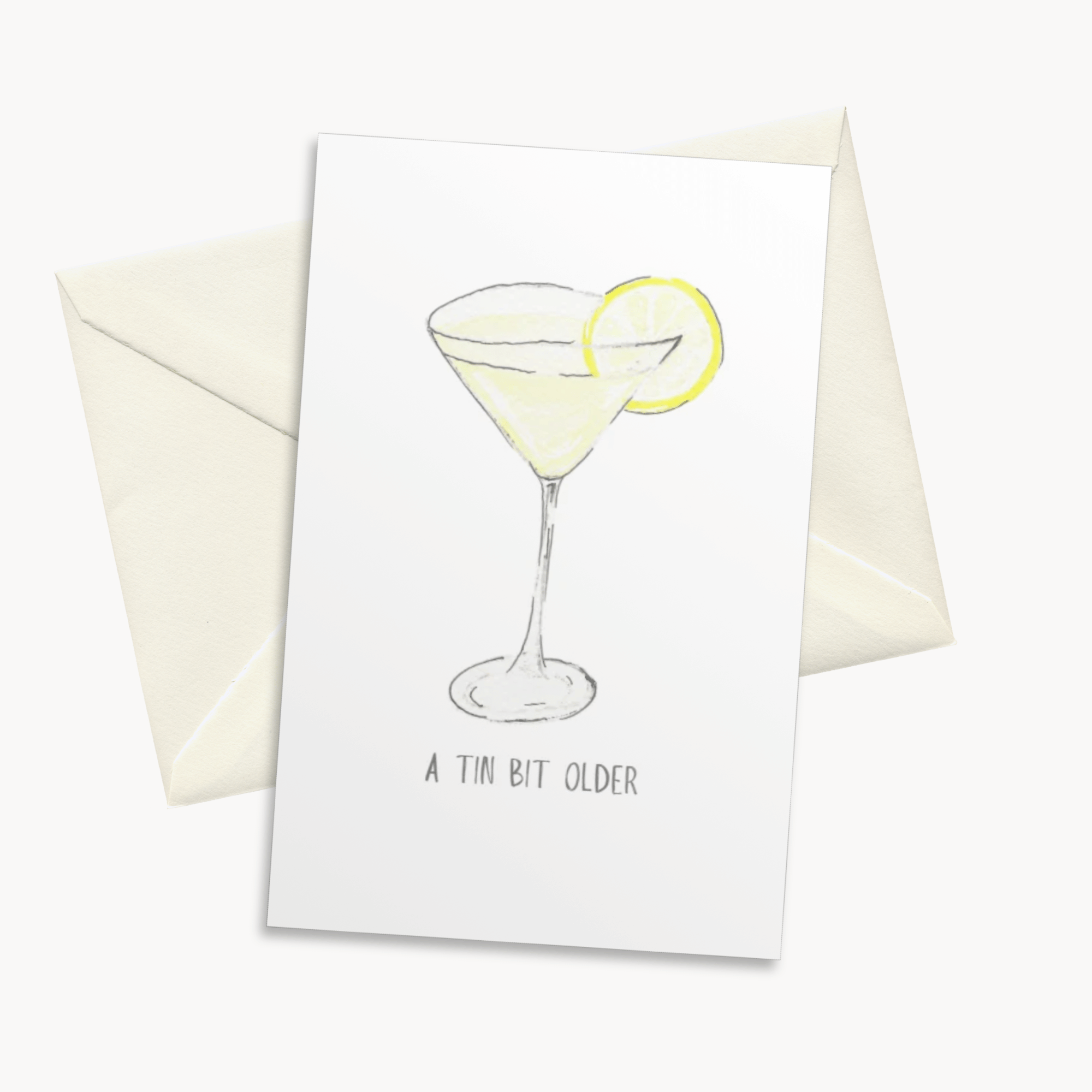 Lemon Drop Martini Greeting Card — Bright Birthday Card for Her, Cocktail Gift