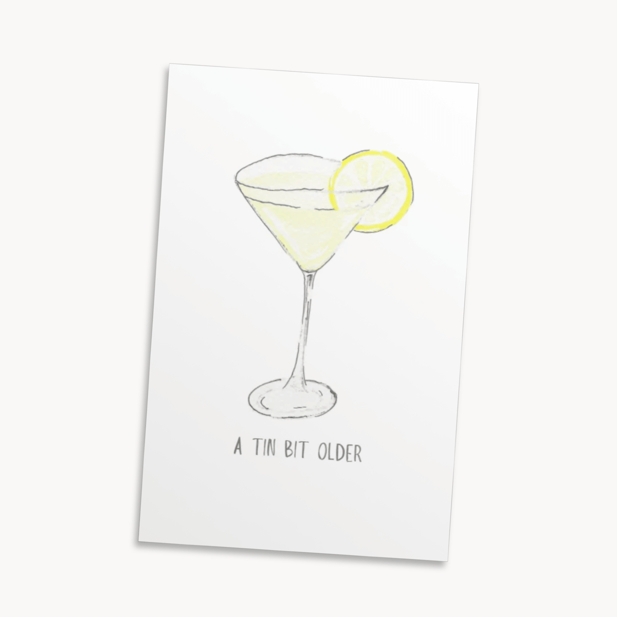 Lemon Drop Martini Greeting Card — Bright Birthday Card for Her, Cocktail Gift