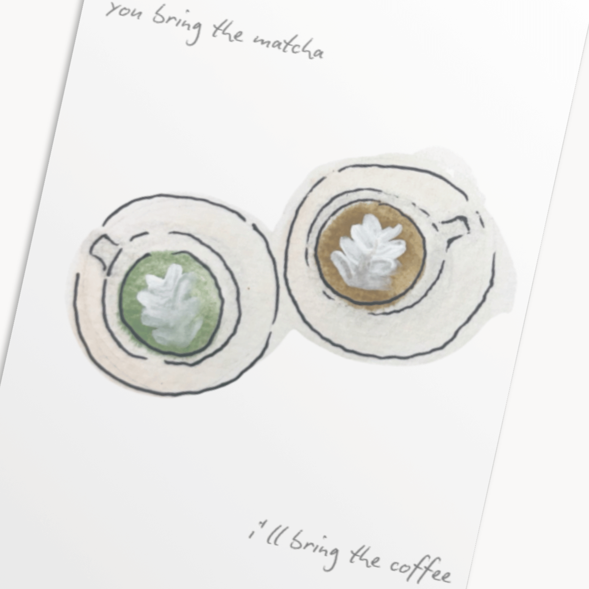 Matcha & Coffee Greeting Card — Funny Friendship Card for Her, Coffee Lover Gift