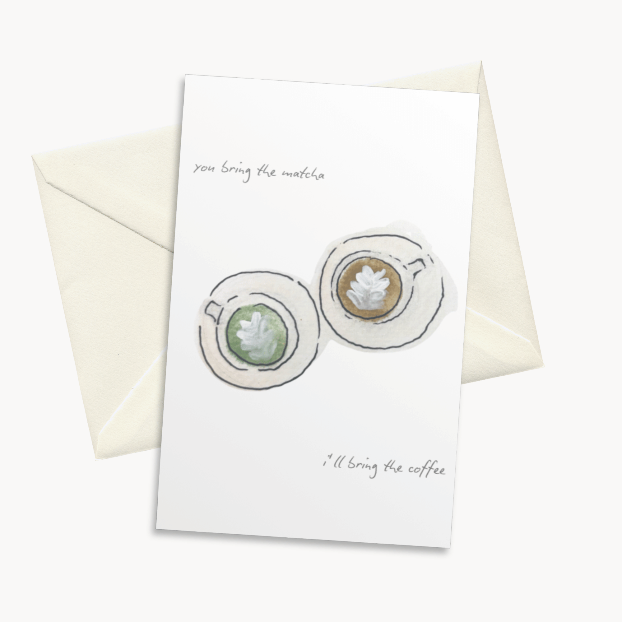Matcha & Coffee Greeting Card — Funny Friendship Card for Her, Coffee Lover Gift