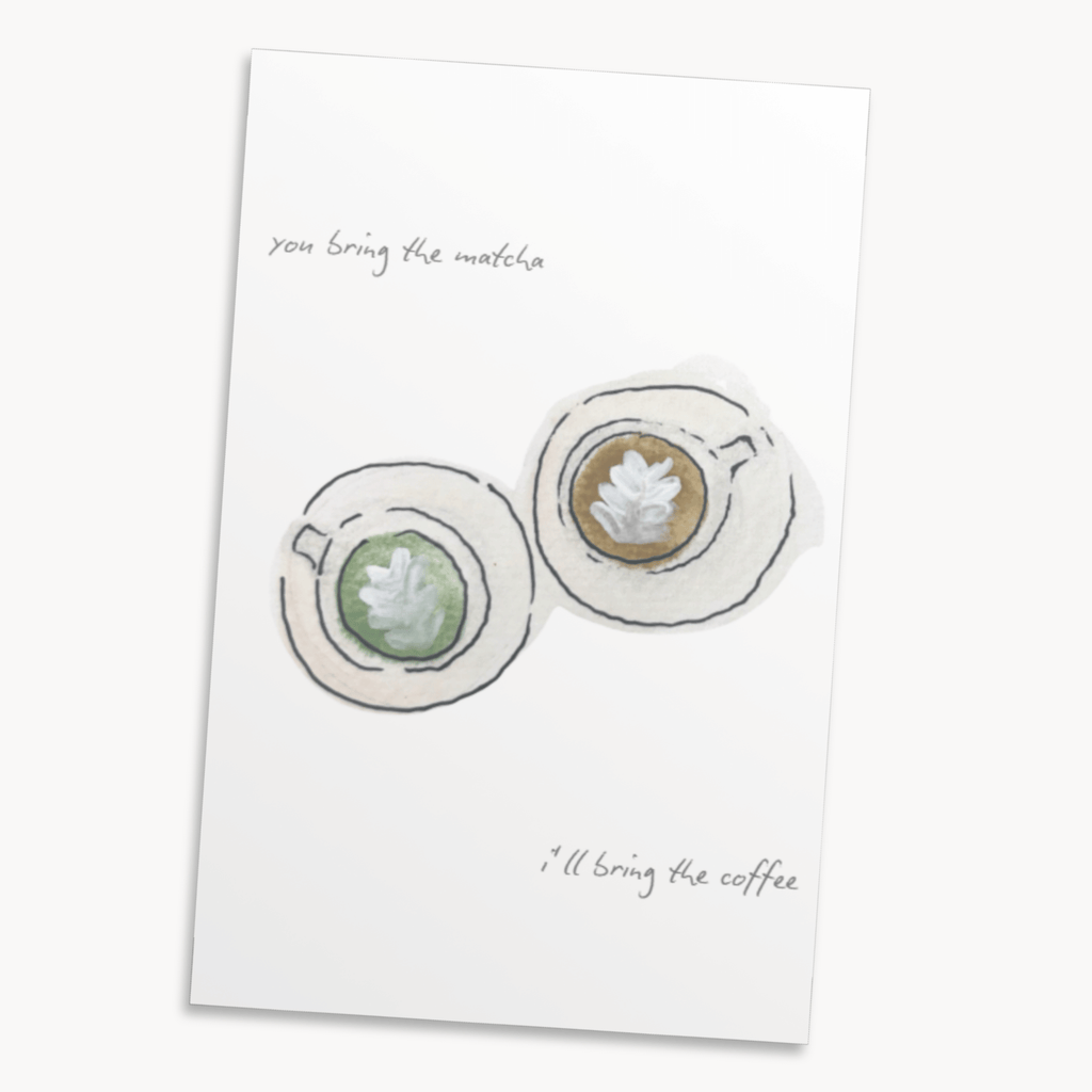 Matcha & Coffee Greeting Card — Funny Friendship Card for Her, Coffee Lover Gift