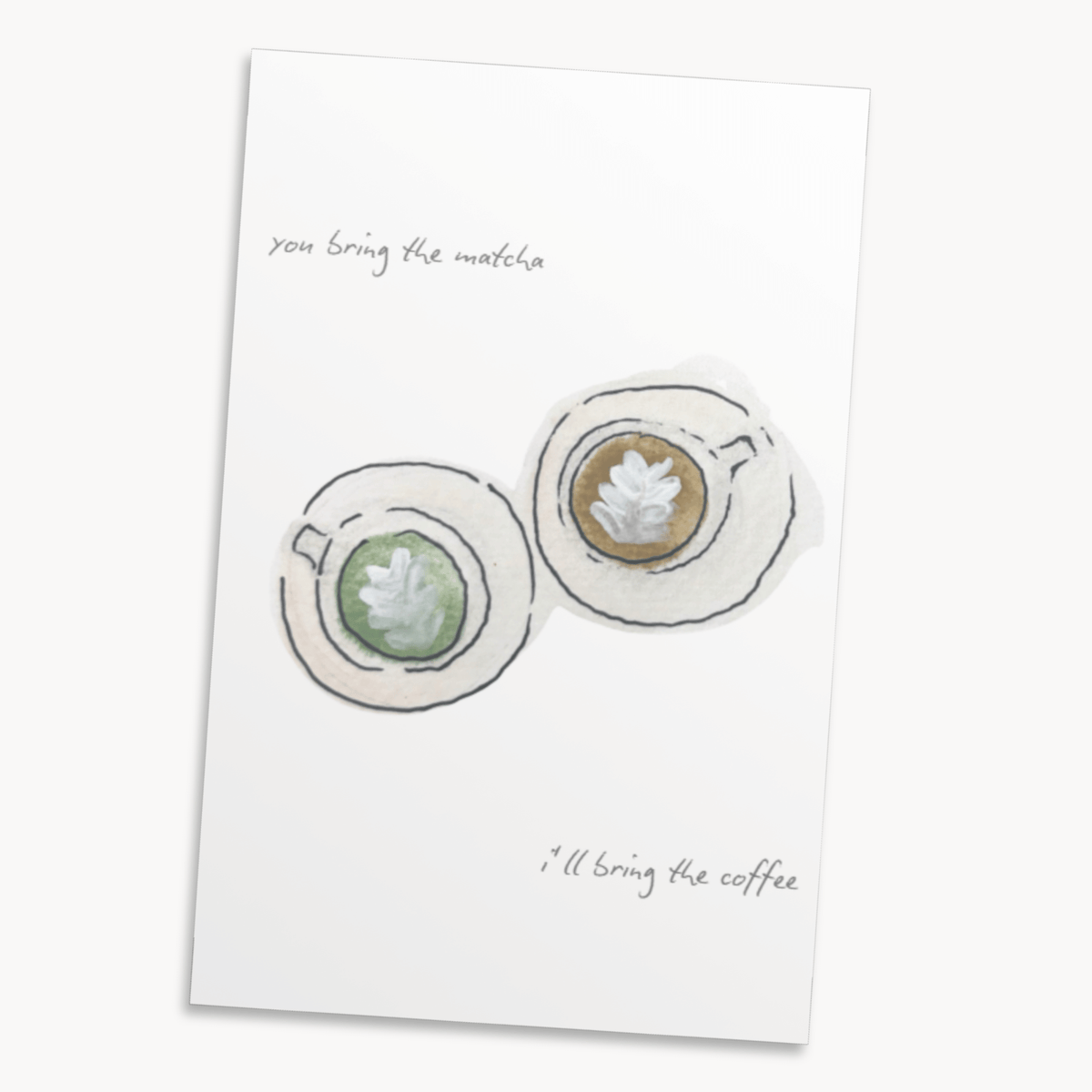 Matcha & Coffee Greeting Card — Funny Friendship Card for Her, Coffee Lover Gift